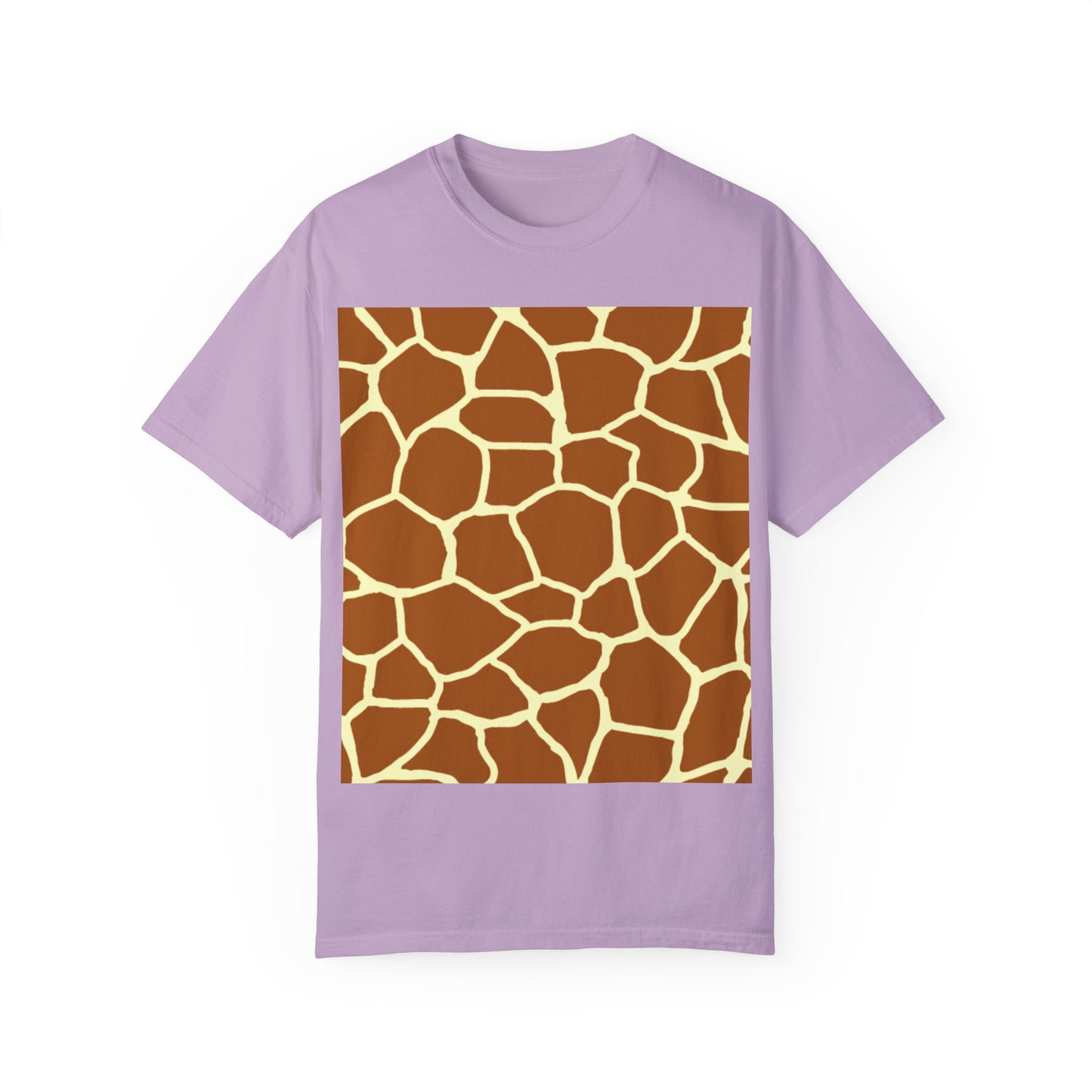 Unisex Giraffe Print Garment-Dyed T-Shirt - Animal Lover Tee