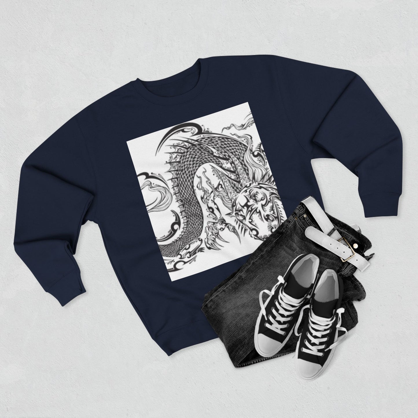 Dragon Art Unisex Crewneck Sweatshirt - Bold Tattoo Design