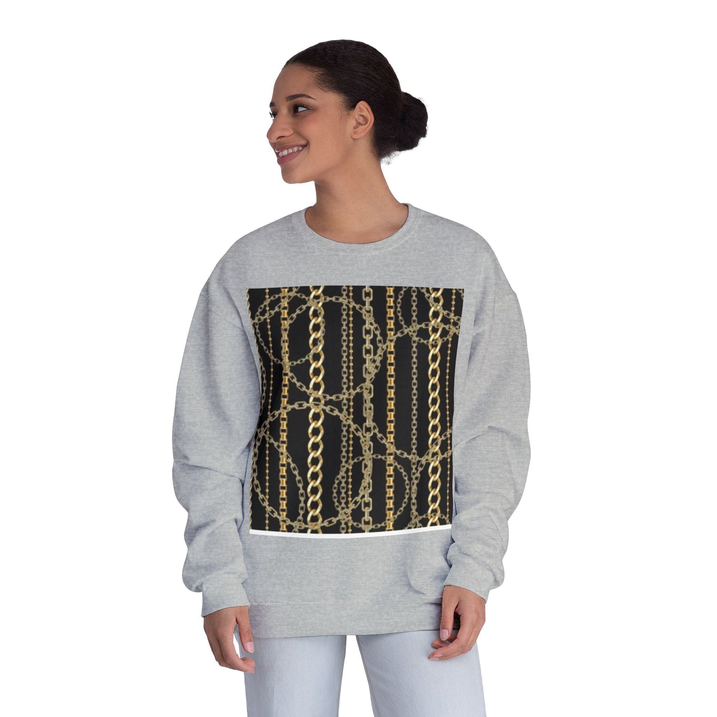 Chic Chain Pattern Unisex Crewneck Sweatshirt - Fashionable & Comfortable