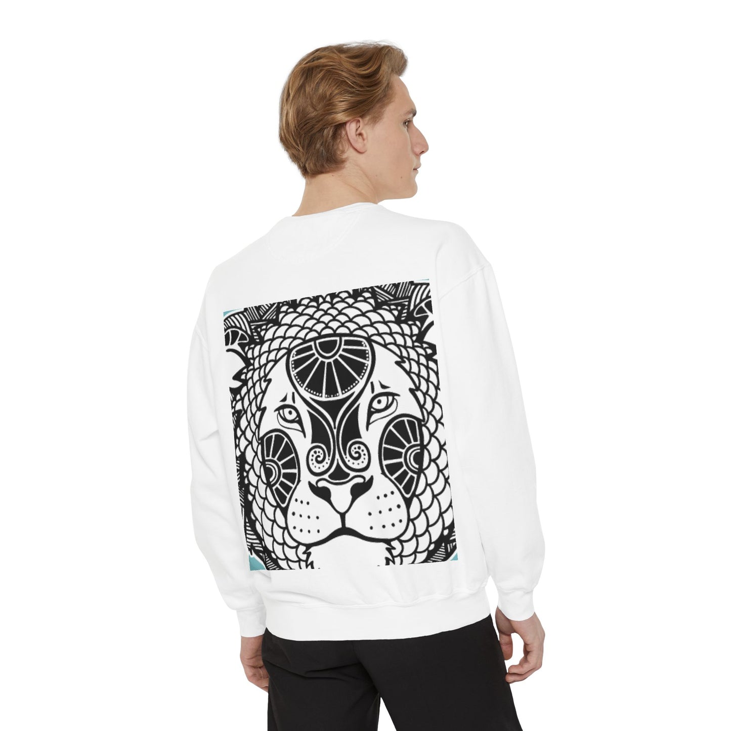 Bohemian Lion Unisex Garment-Dyed Sweatshirt - Cozy & Stylish Animal Graphic Tee for Nature Lovers