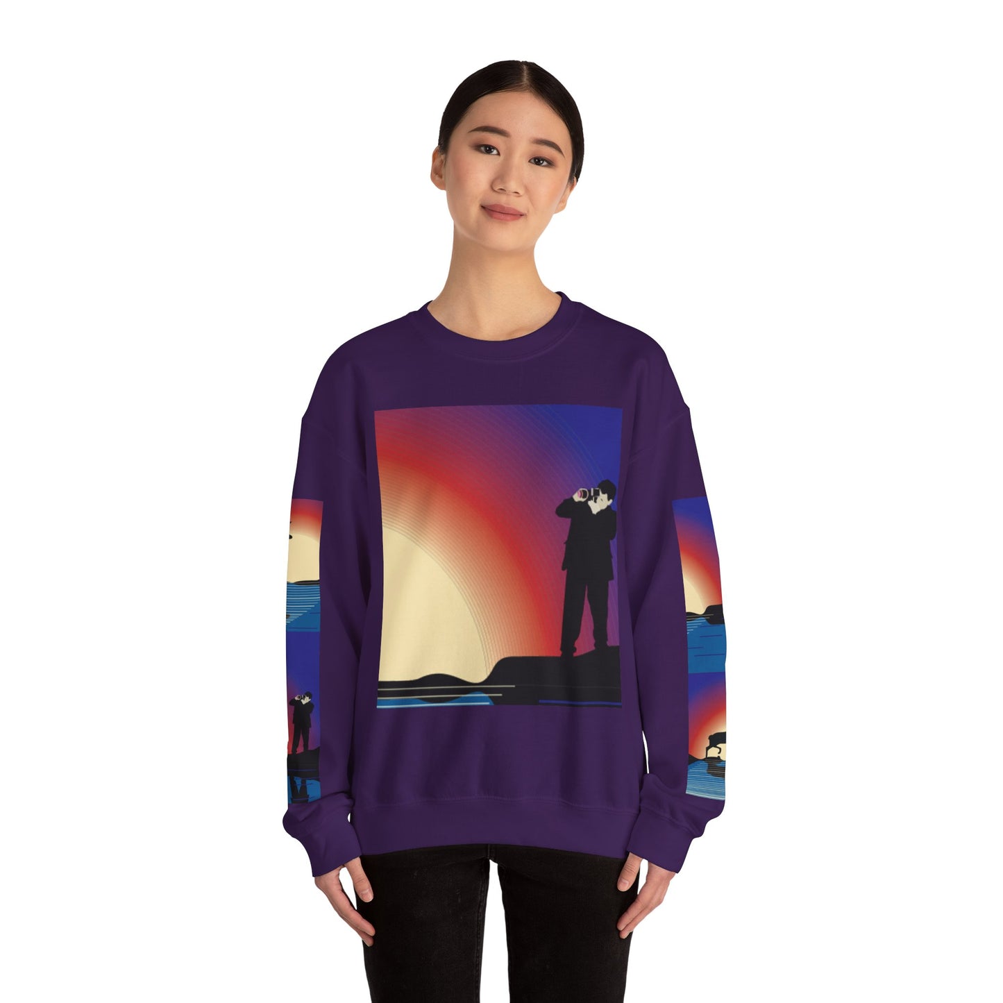 Vibrant Deer Sunset Unisex Crewneck Sweatshirt