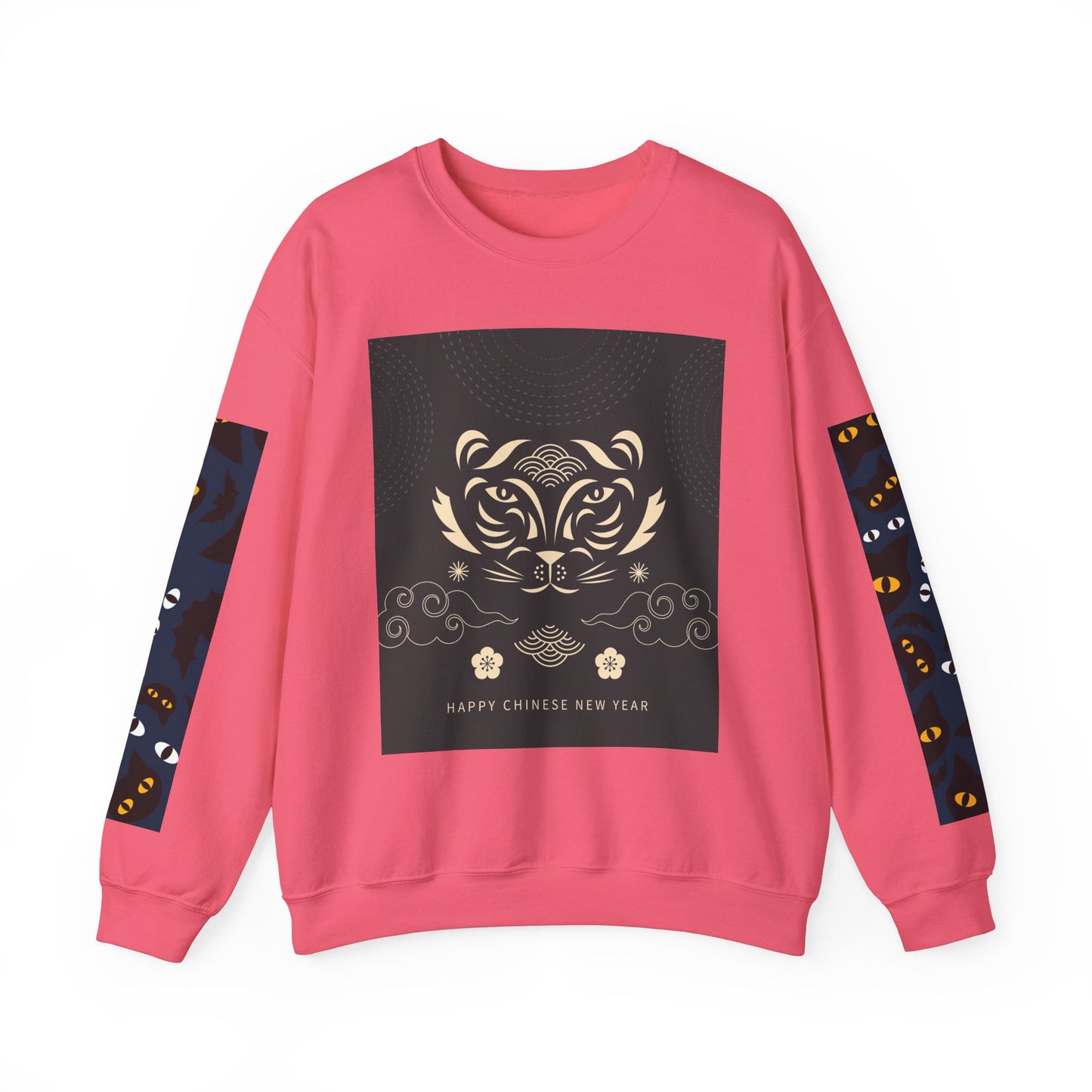 Halloween-Themed Unisex Crewneck Sweatshirt with Spooky Eyes and Bird Design