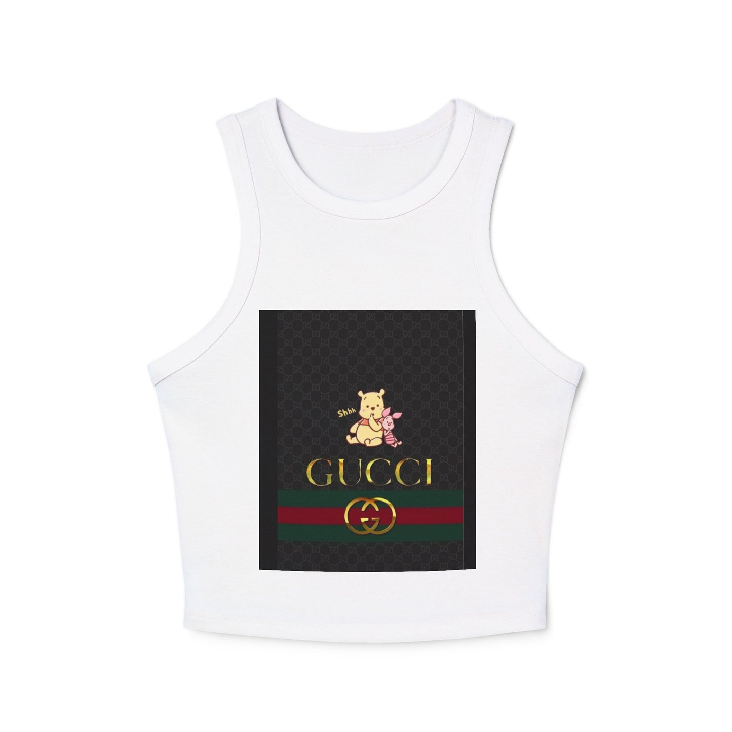 Stylish Women's Micro Rib Racer Tank Top with Gucci-Inspired Design