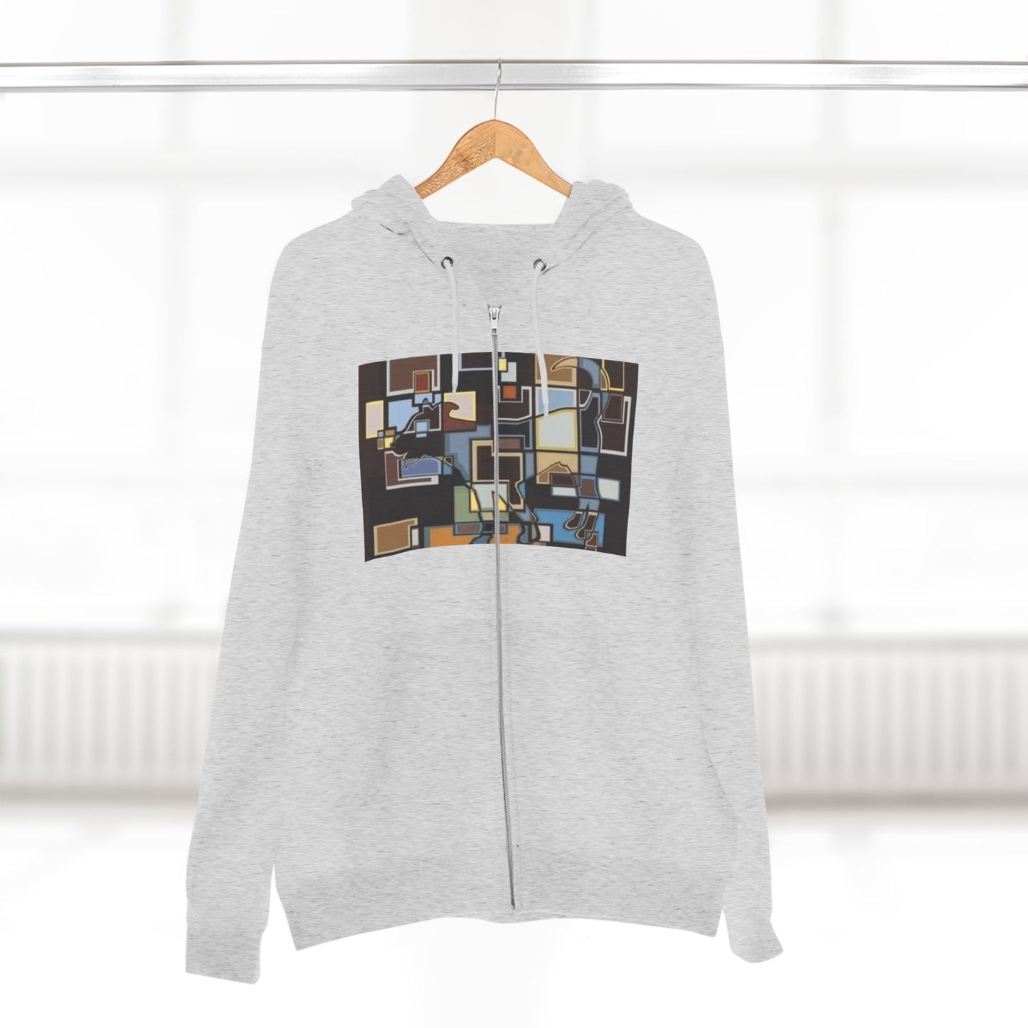 Artistic Unisex Zip Hoodie - Colorful Abstract Design