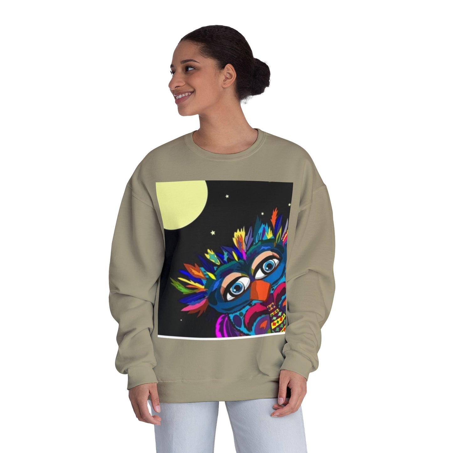 Colorful Night Owl Crewneck Sweatshirt - Unisex NuBlend® Sweatshirt