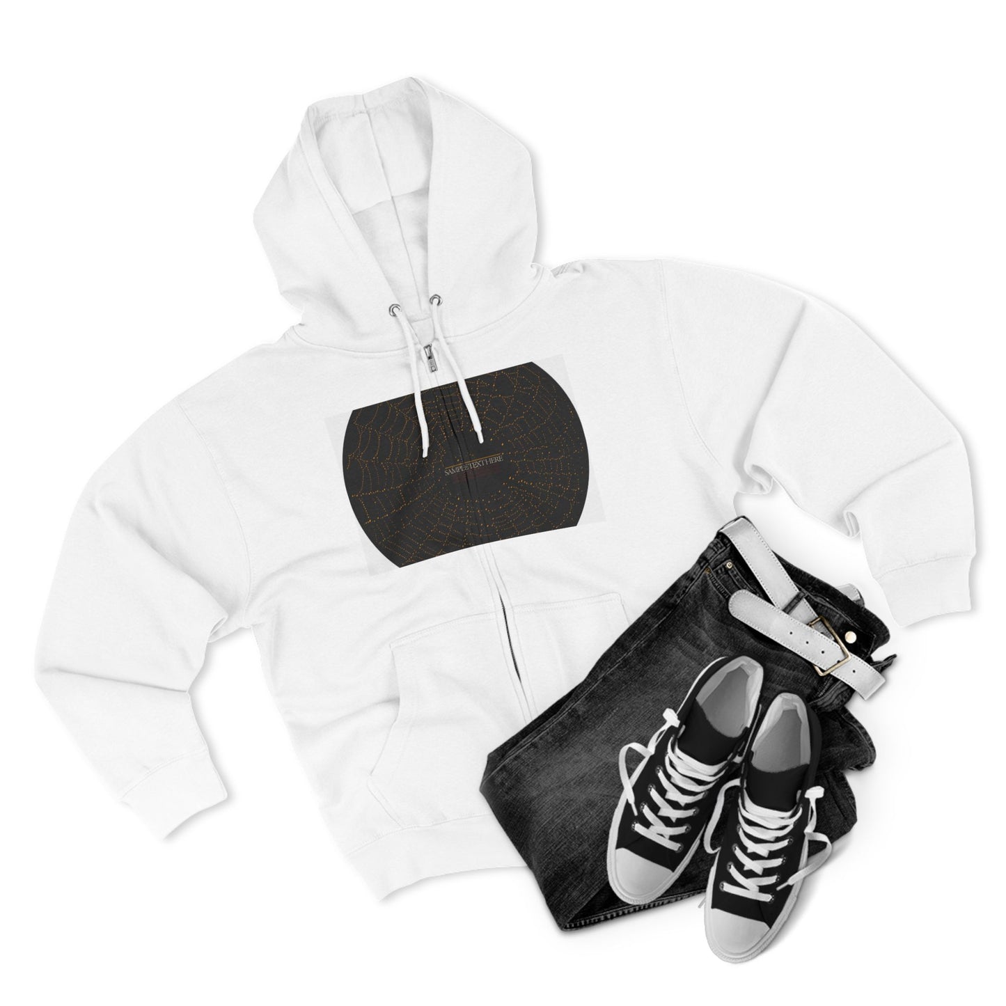 Unisex Zip Hoodie with Spider Web Design - Cozy Fashion for Halloween and Everyday Wear