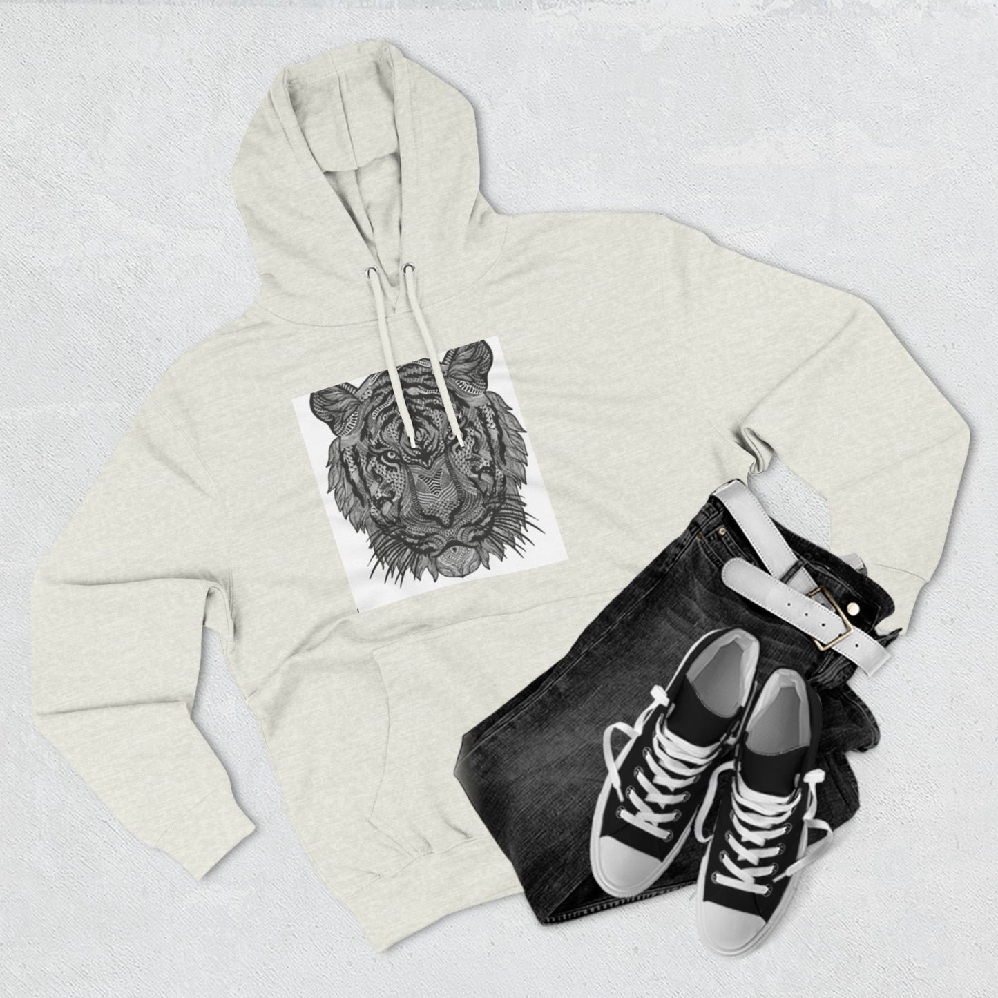Majestic Tiger Hoodie - Cozy Three-Panel Fleece for Wildlife Lovers