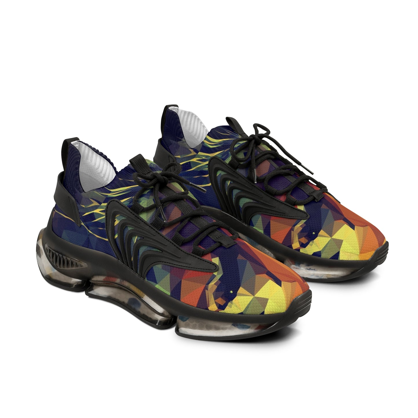 Vibrant Geometric Men's Mesh Sneakers - Colorful & Comfortable Sports Footwear