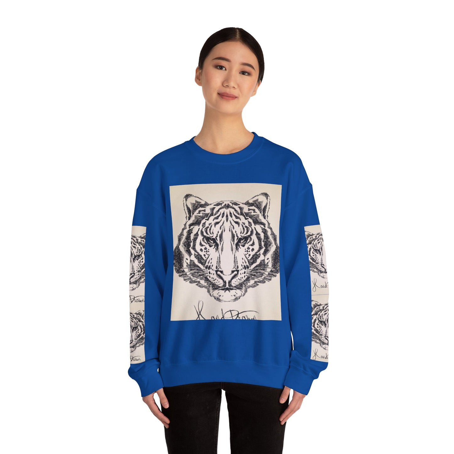 Artistic Tiger Print Crewneck Sweatshirt – Unisex Heavy Blend