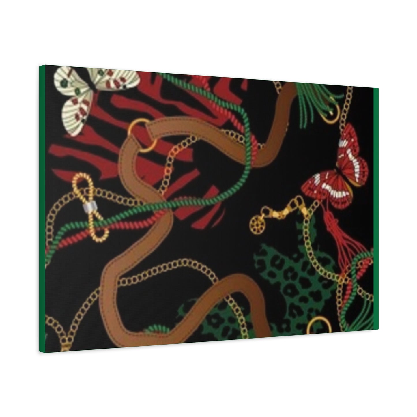 Elegant Matte Canvas Wall Art - Unique Mixed Pattern with Butterflies & Chains