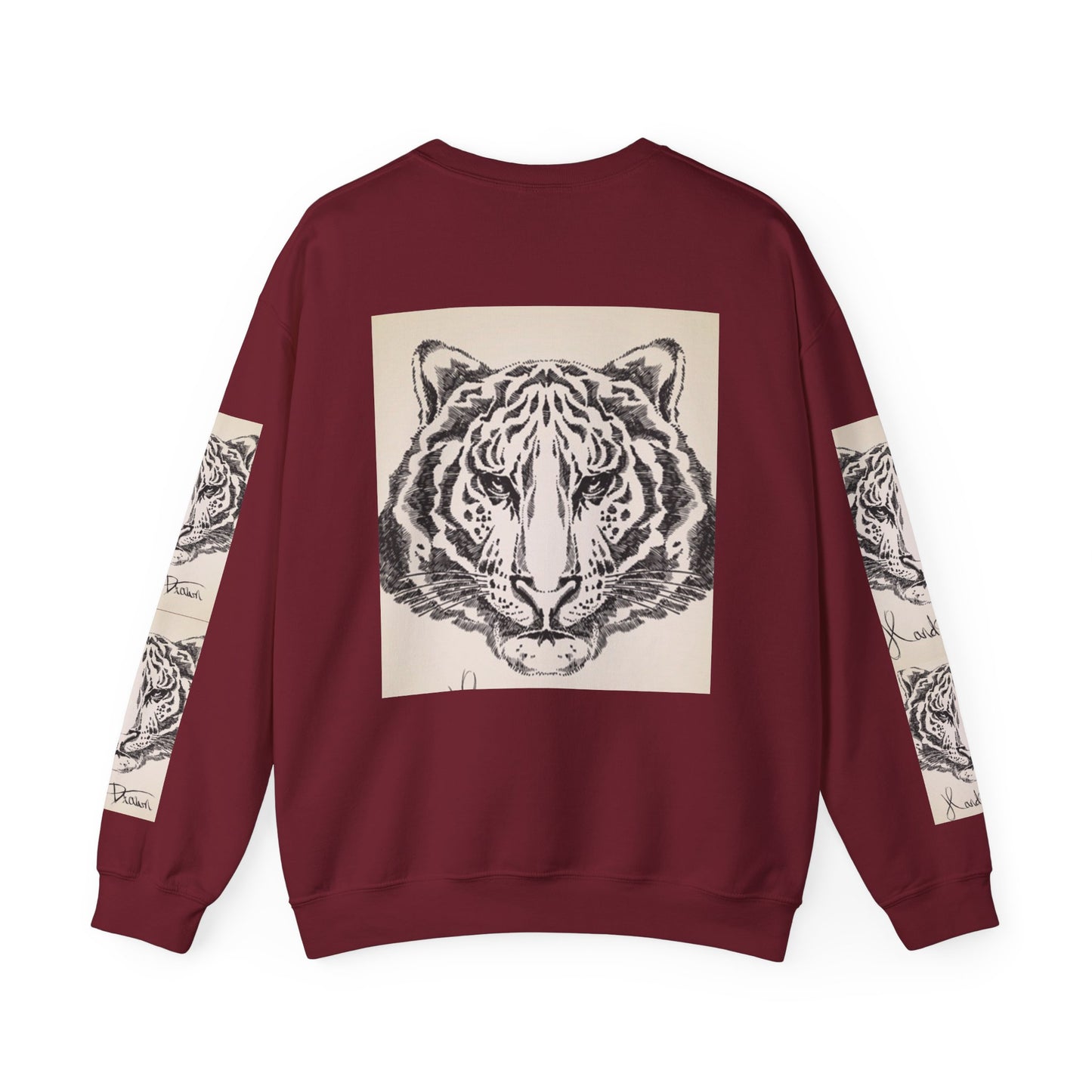 Artistic Tiger Print Crewneck Sweatshirt – Unisex Heavy Blend