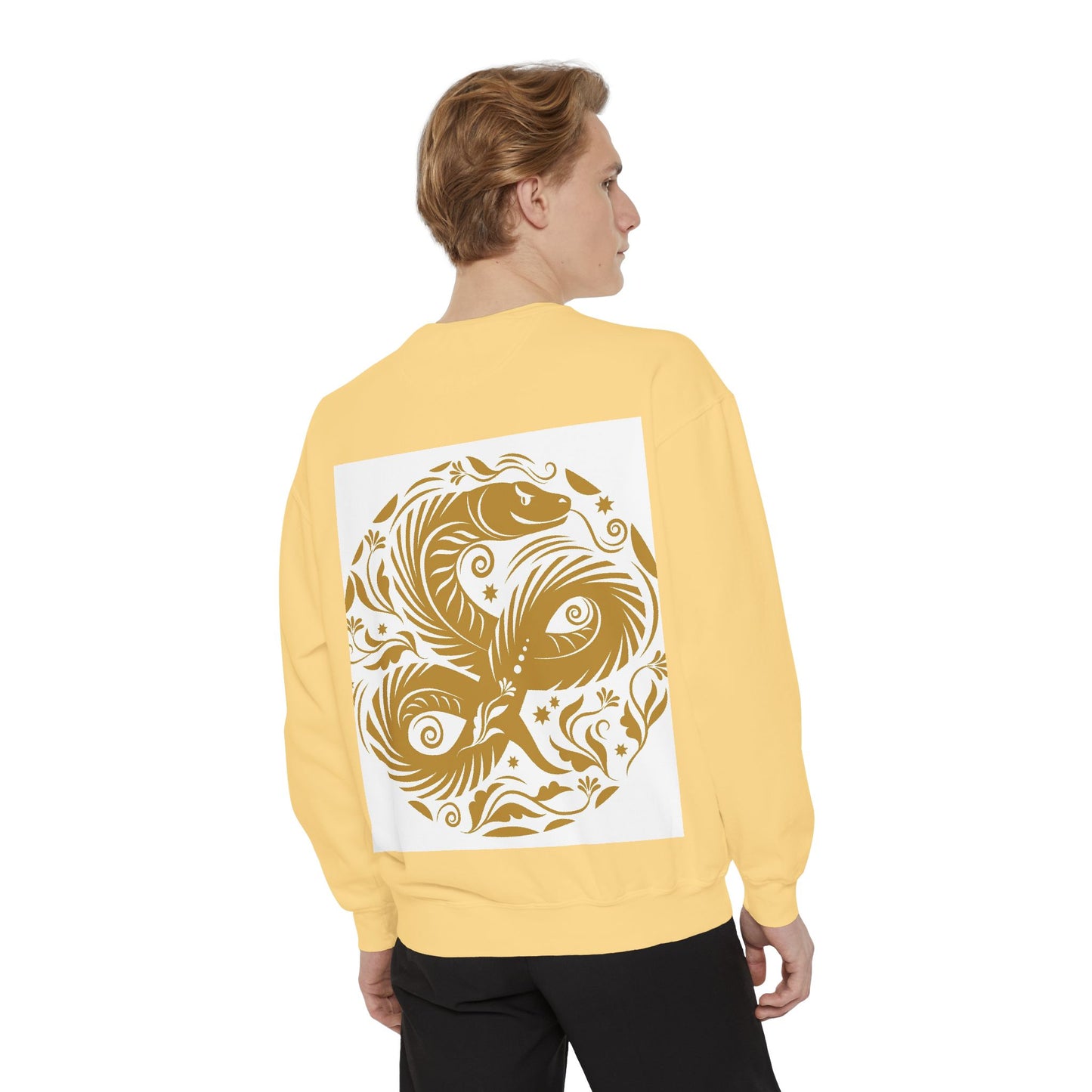 Cultural Vibe Unisex Garment-Dyed Sweatshirt - Tribal Mask & Animal Design