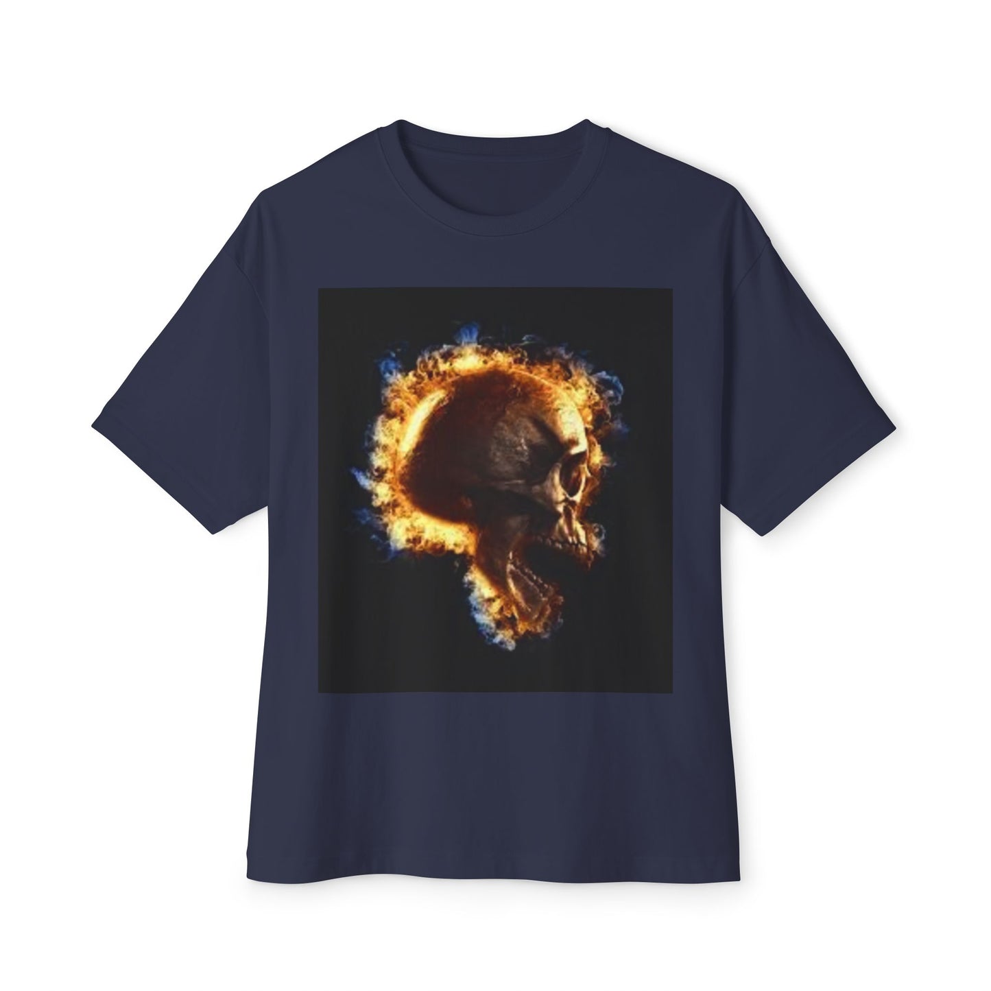 Burning Skull Oversized Boxy Tee - Unisex Graphic Tee for Bold Fashion Enthusiasts