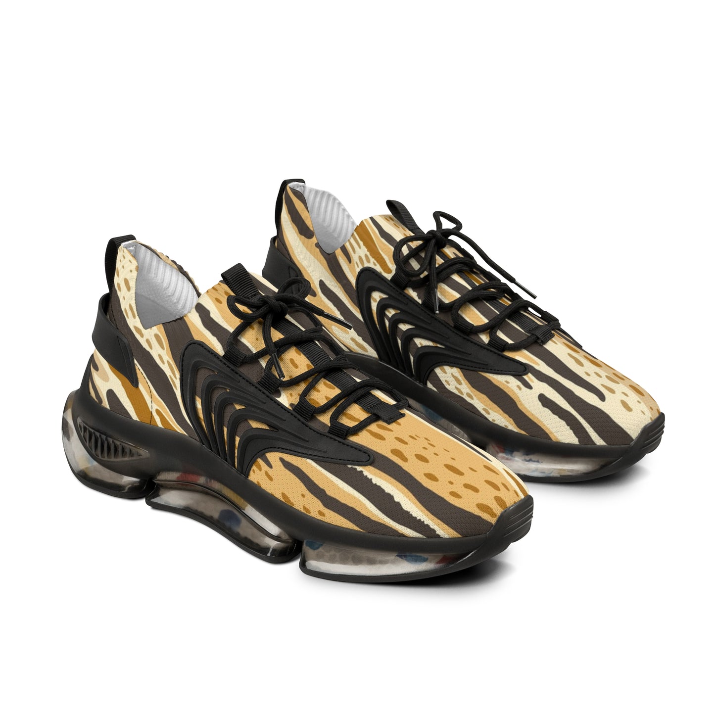 Men's Wild Animal Print Mesh Sneakers - Lightweight, Trendy Footwear for Casual Style