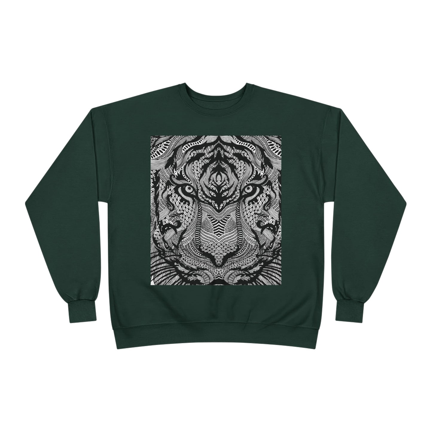 Unisex EcoSmart Tiger Graphic Crewneck Sweatshirt - Bold Black & White Design