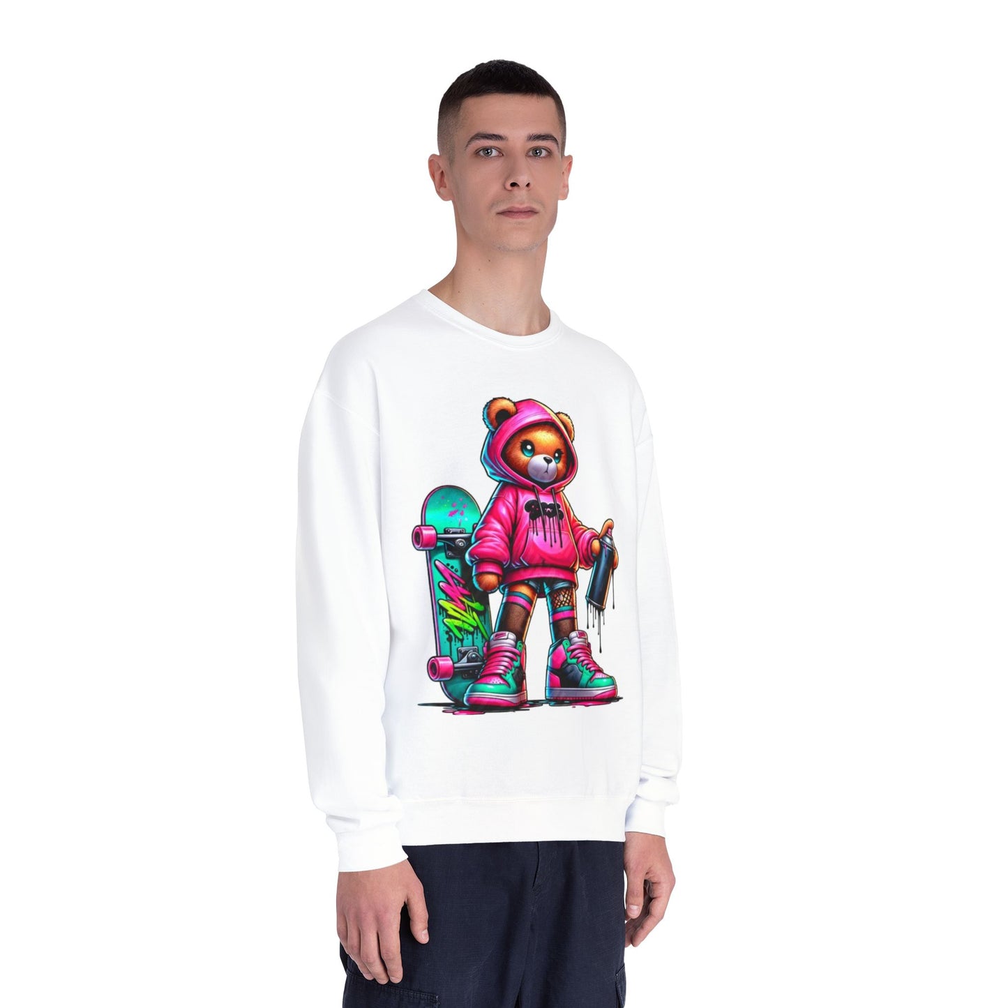 Skater Bear Crewneck Sweatshirt - Fun Streetwear Style