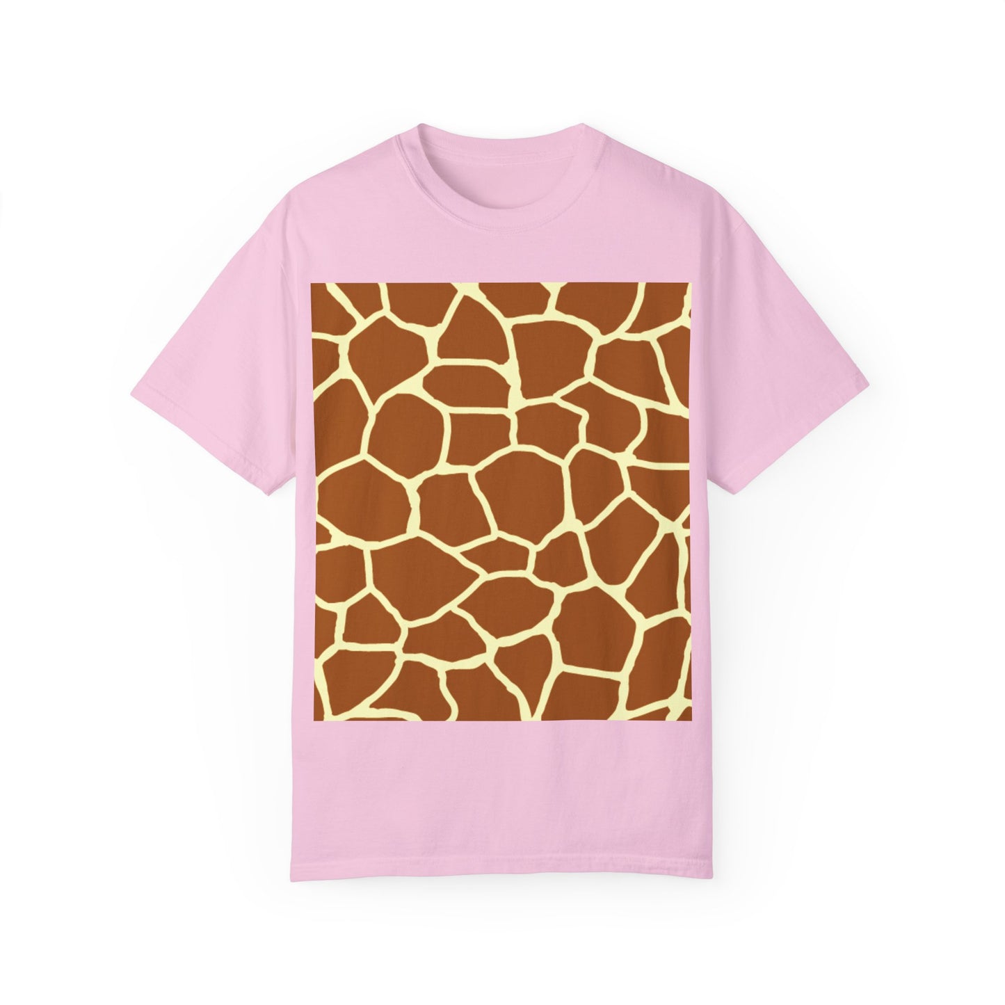 Unisex Giraffe Print Garment-Dyed T-Shirt - Animal Lover Tee