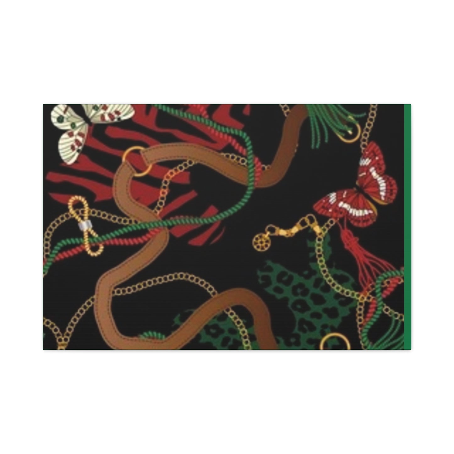 Elegant Matte Canvas Wall Art - Unique Mixed Pattern with Butterflies & Chains