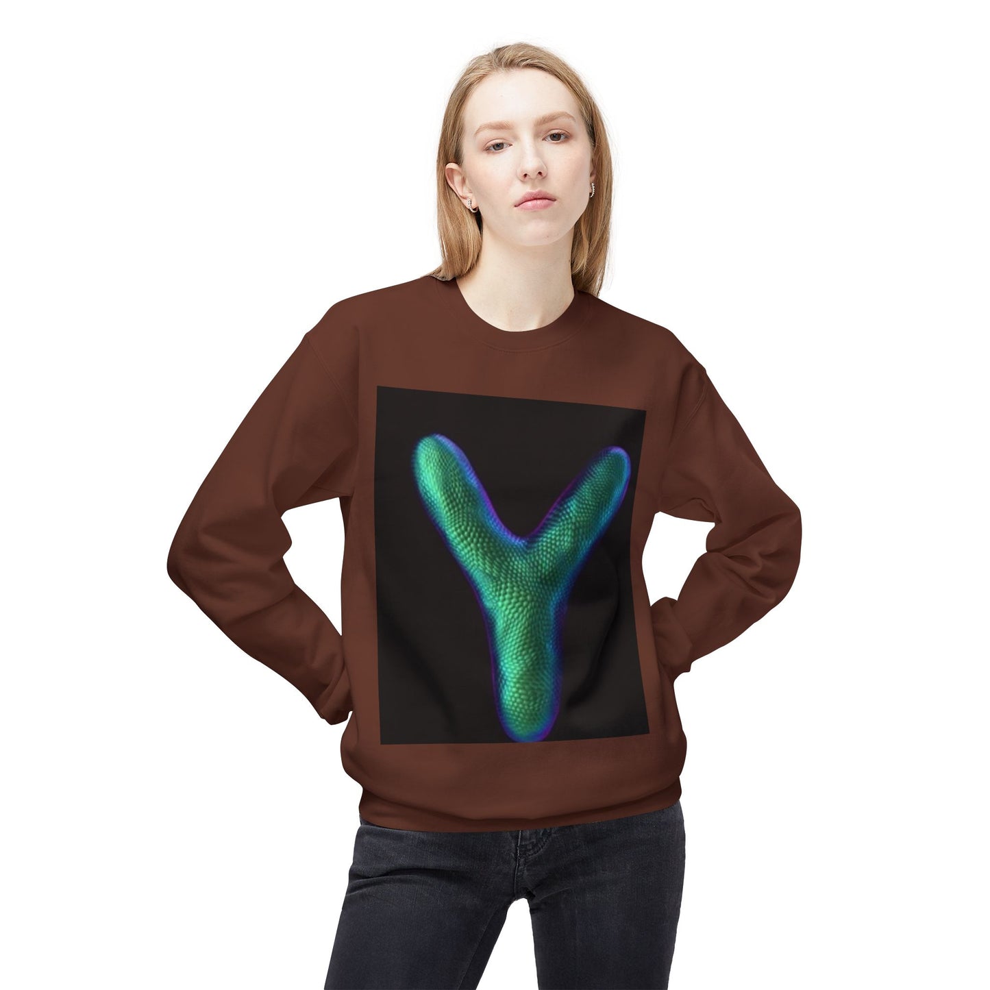 Unisex Y Graphic Fleece Crewneck Sweatshirt - Cozy Modern Style
