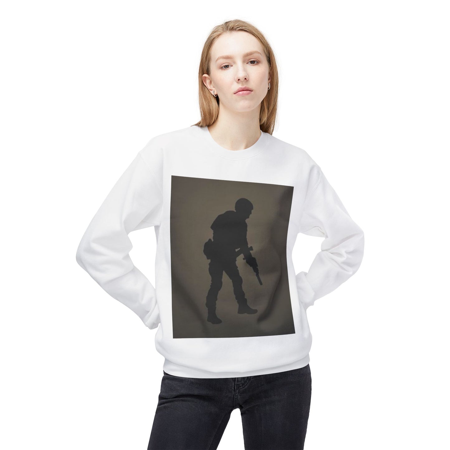 Military Silhouette Crewneck Sweatshirt - Unisex Midweight Fleece