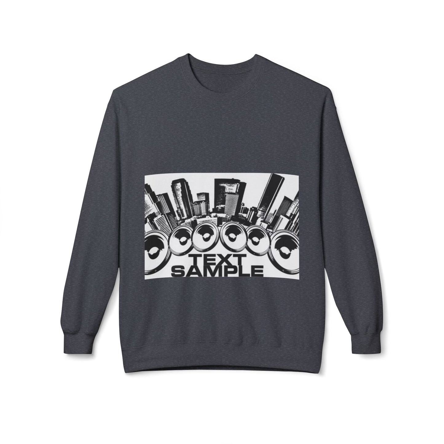 Urban Vibe Sound Wave Crewneck Sweatshirt - Unisex Fleece with Cityscape Design