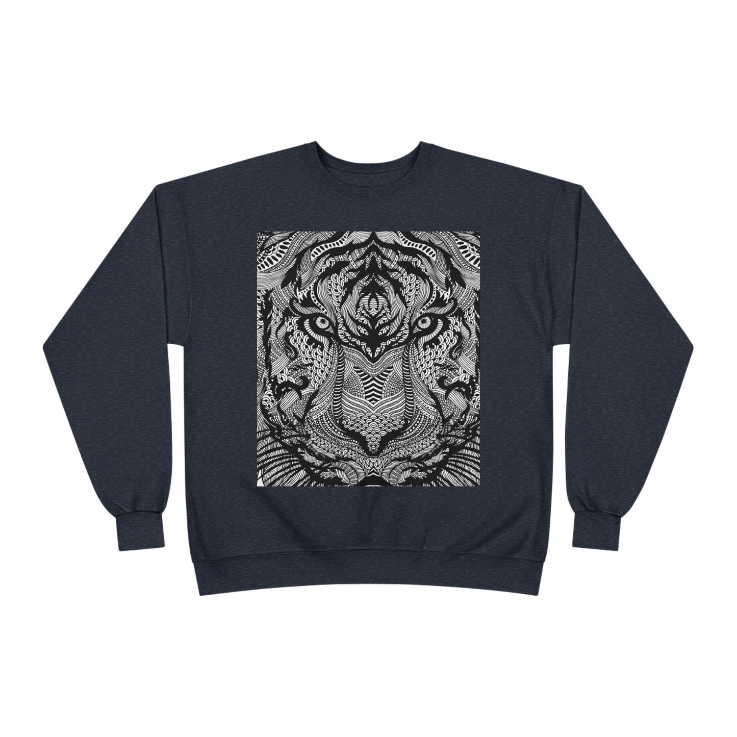 Unisex EcoSmart Tiger Graphic Crewneck Sweatshirt - Bold Black & White Design