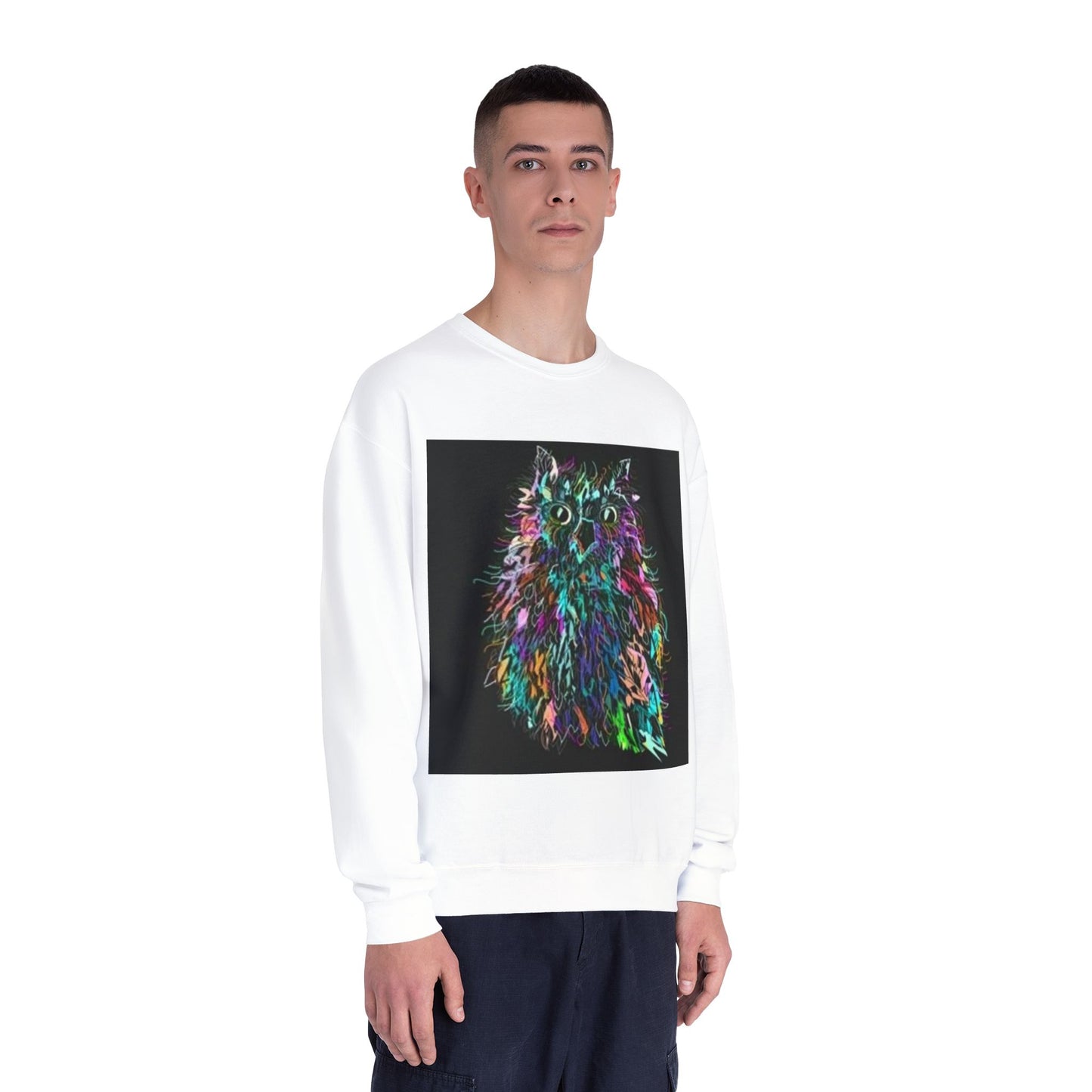 Colorful Cat Graphic Unisex Crewneck Sweatshirt
