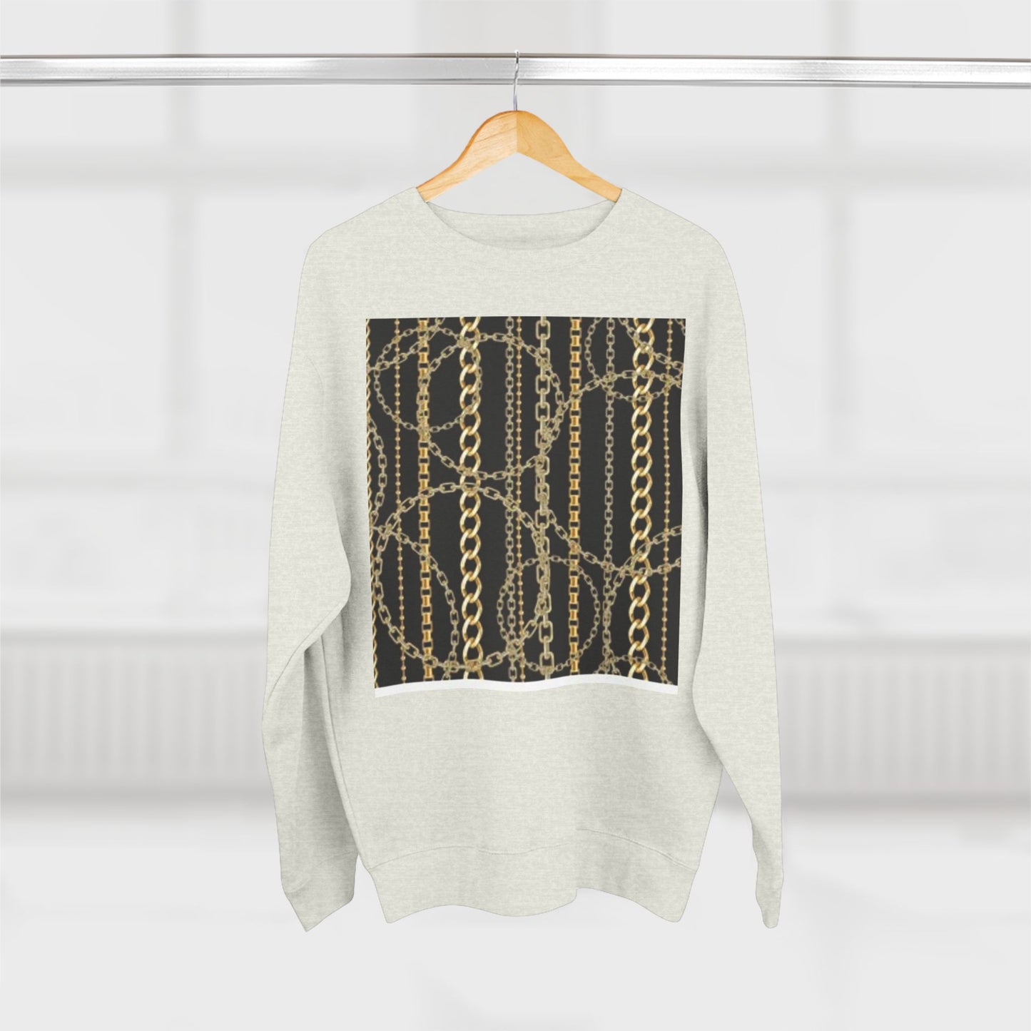 Gold Chain Pattern Unisex Crewneck Sweatshirt - Stylish, Comfortable, Perfect for Casual Wear