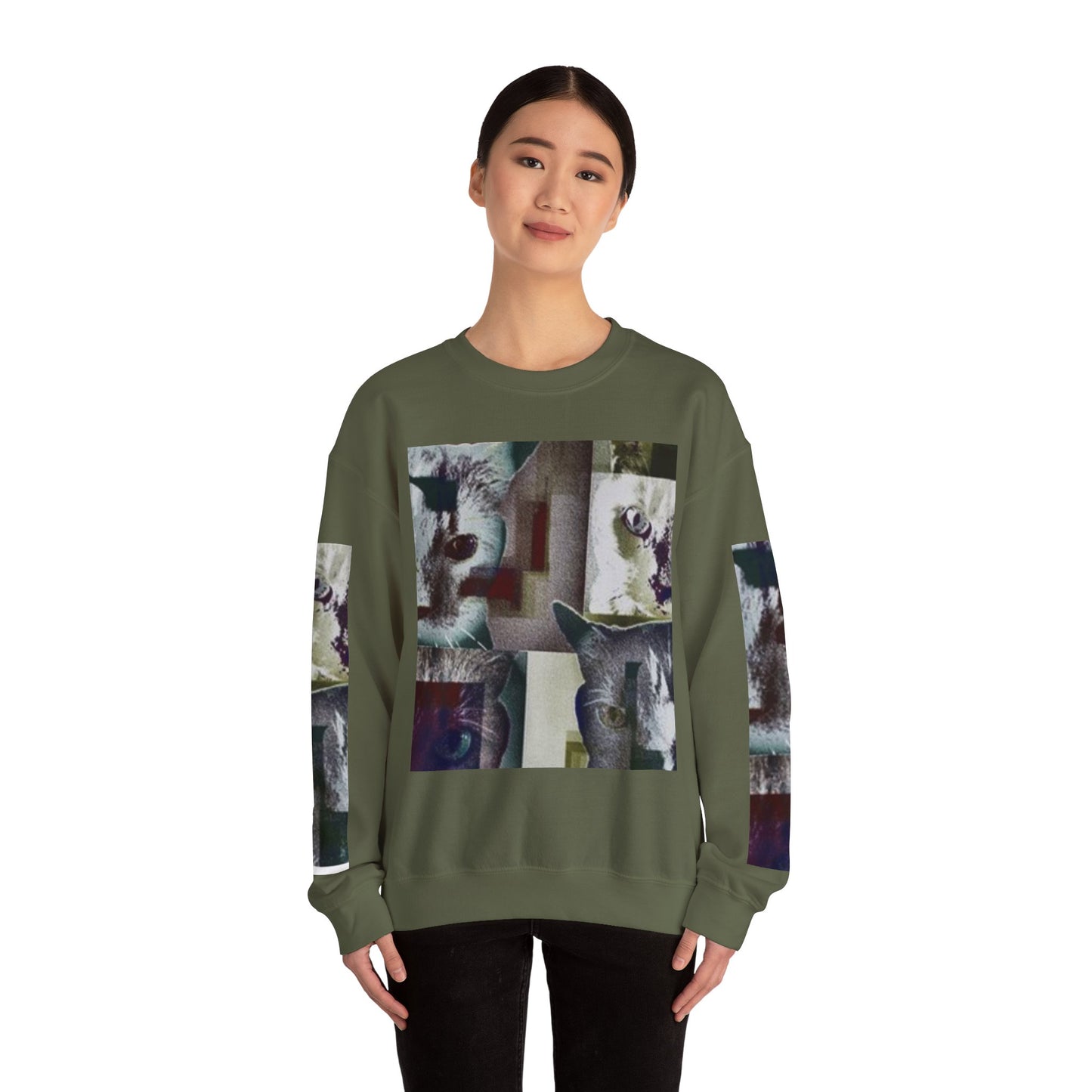 Cozy Cat Lover Crewneck Sweatshirt - Artistic Feline Design