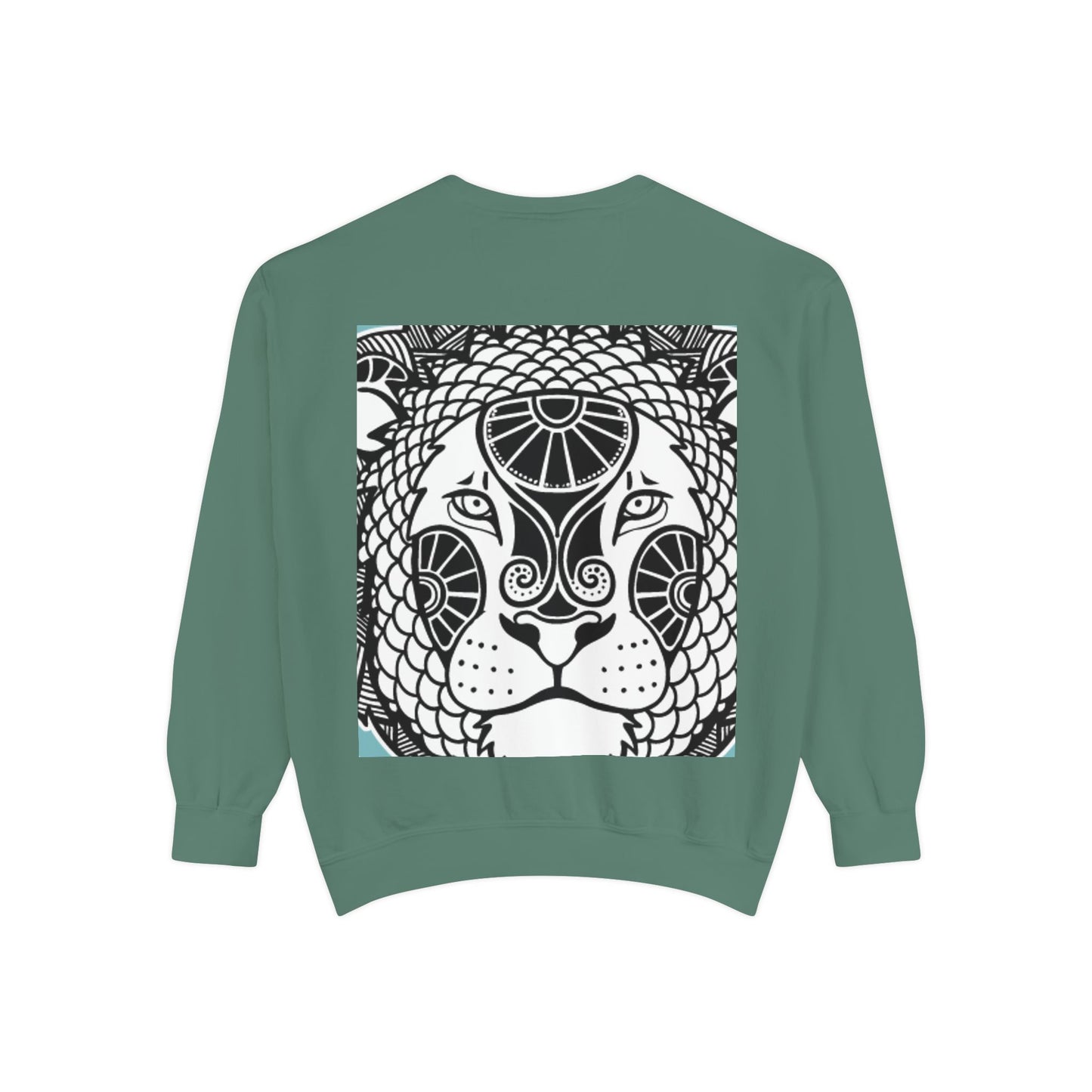 Bohemian Lion Unisex Garment-Dyed Sweatshirt - Cozy & Stylish Animal Graphic Tee for Nature Lovers
