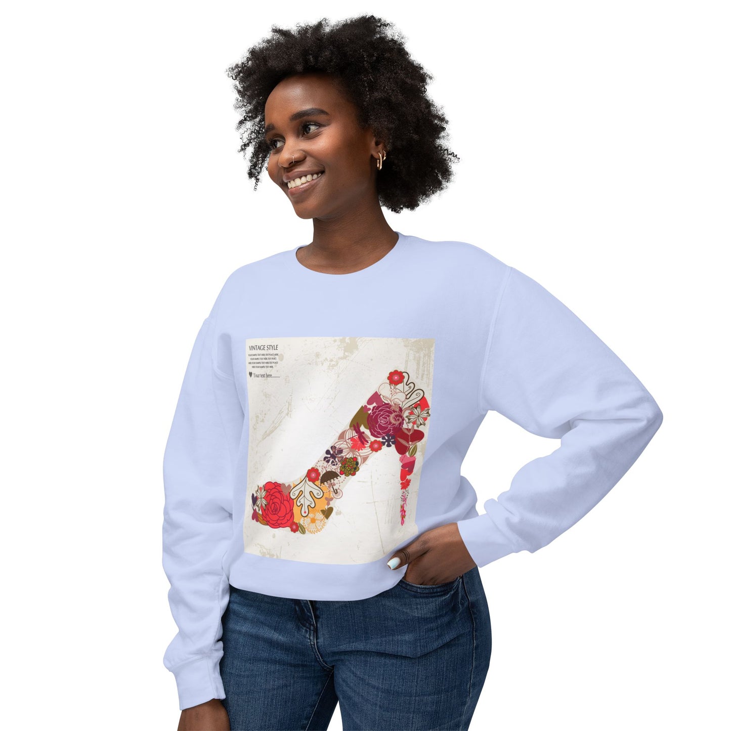 Vintage Floral High Heel Unisex Crewneck Sweatshirt | Stylish & Comfortable