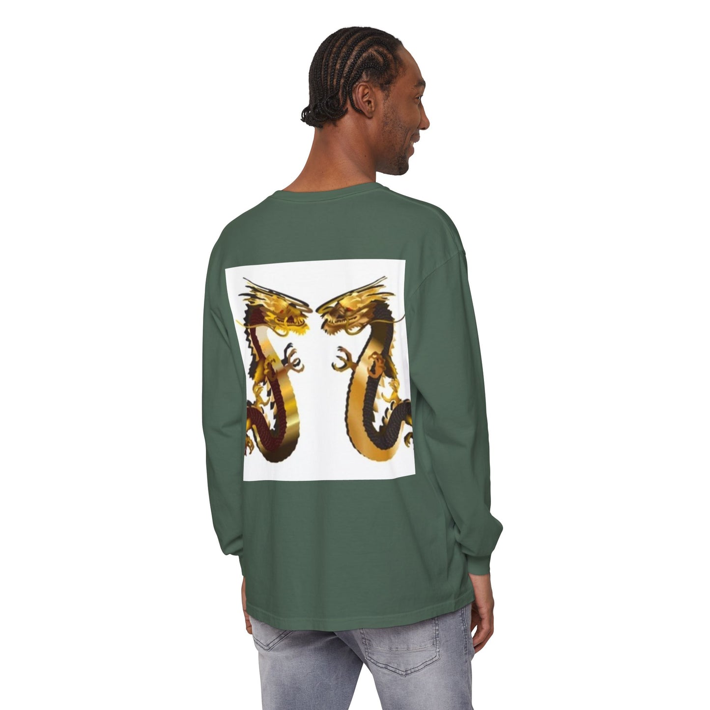 Dragon Duel Unisex Long Sleeve T-Shirt - Garment-Dyed Art Tee