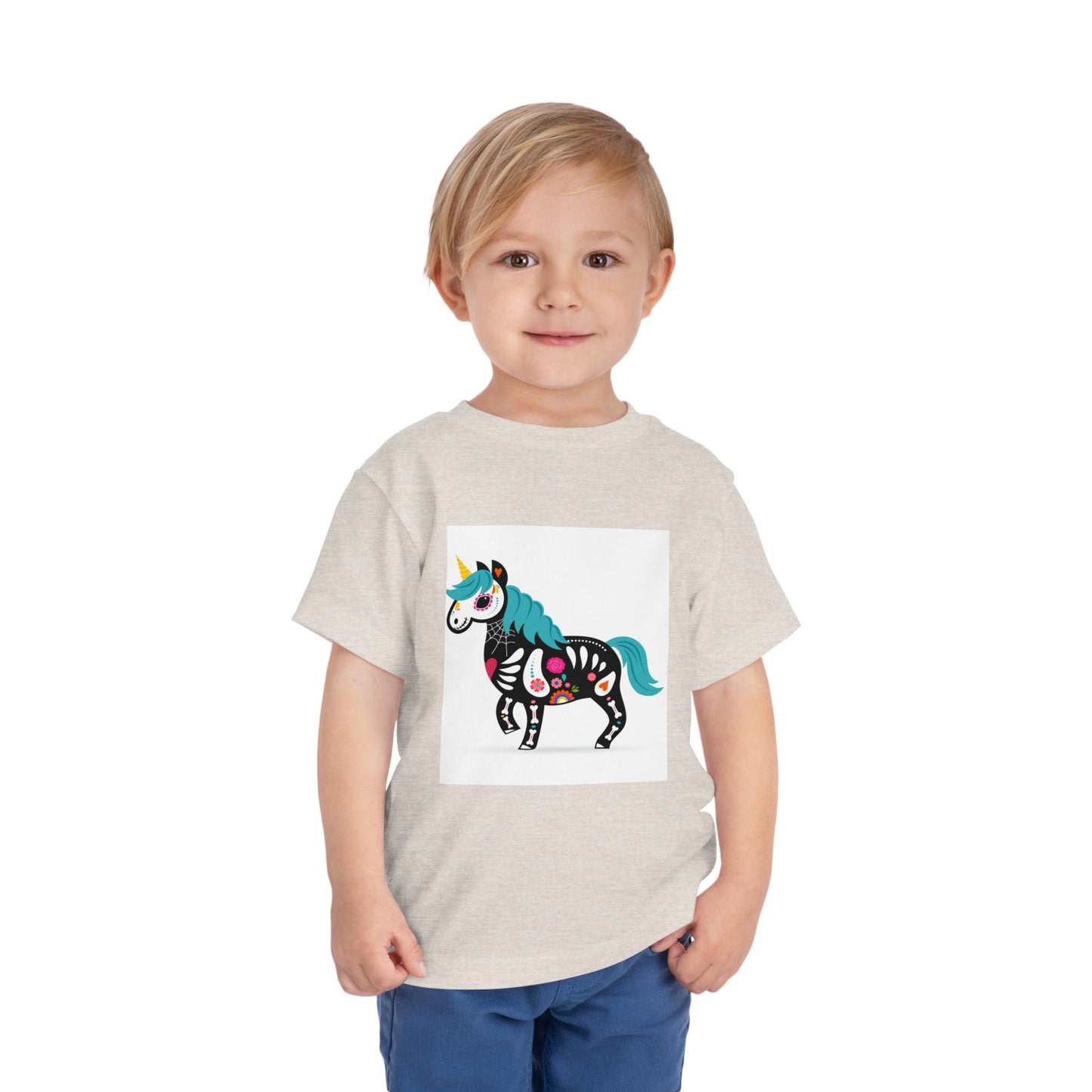 Toddler Skeleton Unicorn Tee - Cute Halloween Short Sleeve Shirt