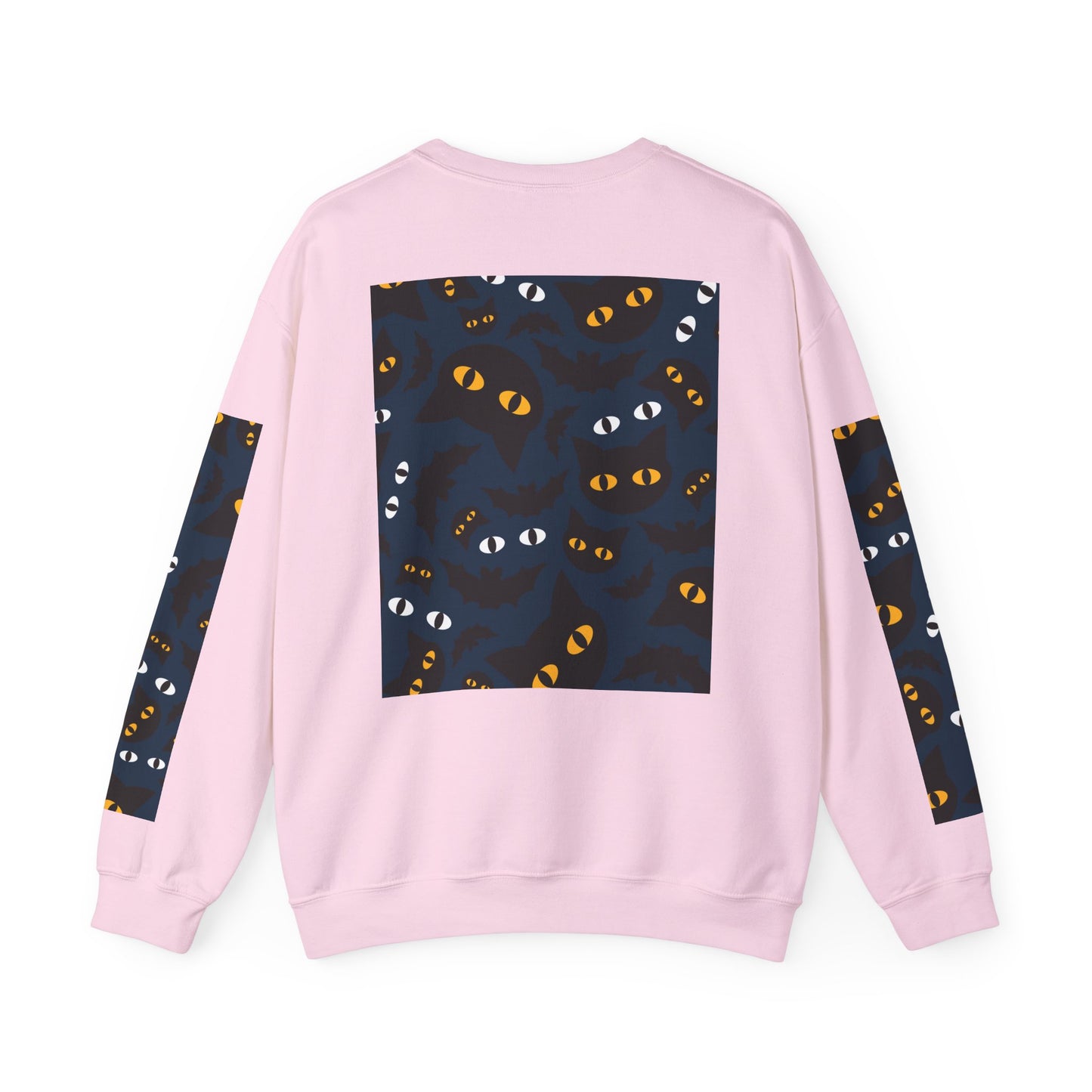 Halloween-Themed Unisex Crewneck Sweatshirt with Spooky Eyes and Bird Design