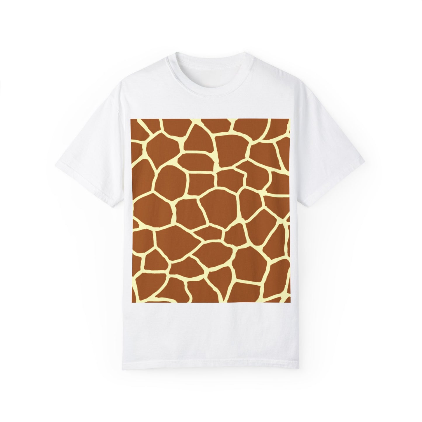 Unisex Giraffe Print Garment-Dyed T-Shirt - Animal Lover Tee