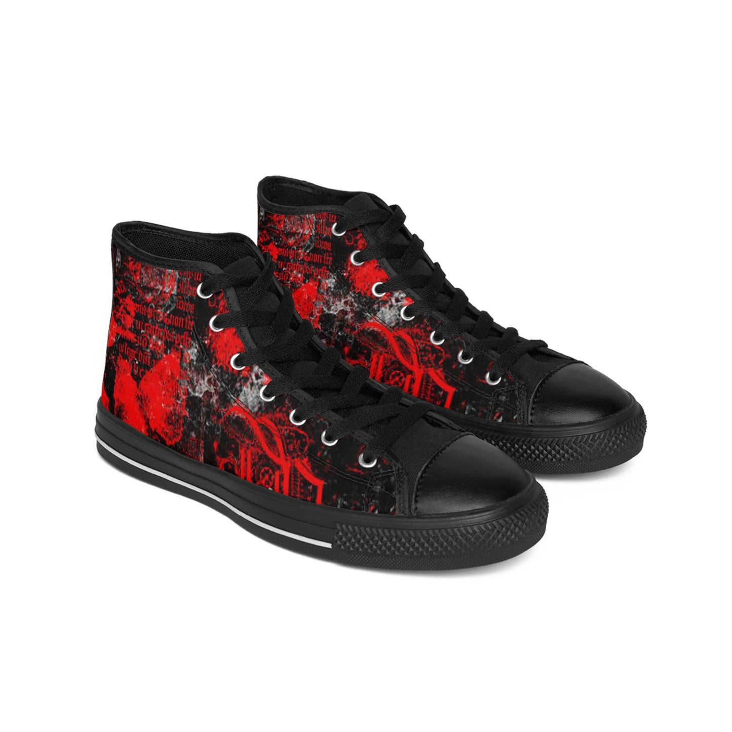 Men's Classic Sneakers - Bold Red Graphic High-Top Shoes