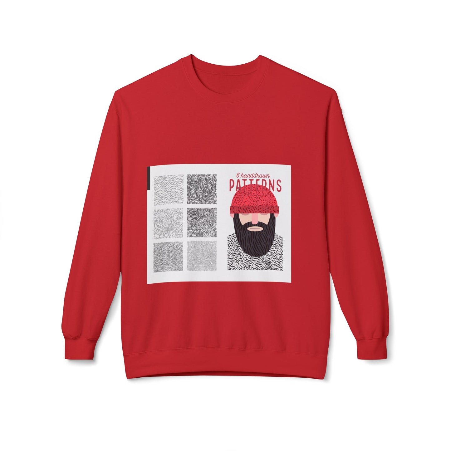 Beard Patterns Unisex Fleece Crewneck Sweatshirt - Cozy & Stylish