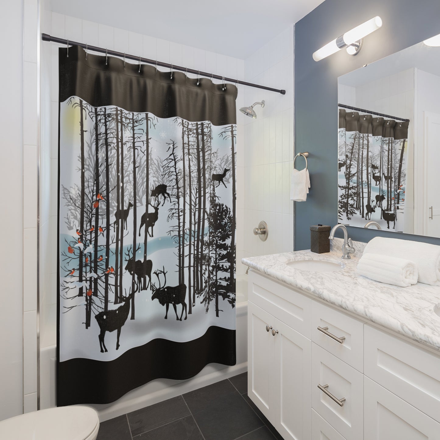 Winter Wonderland Shower Curtain with Deer Design