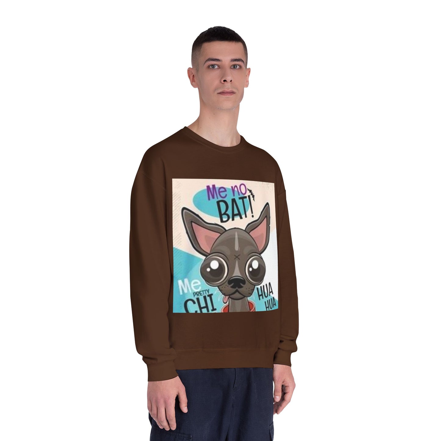 Funny Dog Lover Sweatshirt – "Me no BAT!" Unisex Crewneck