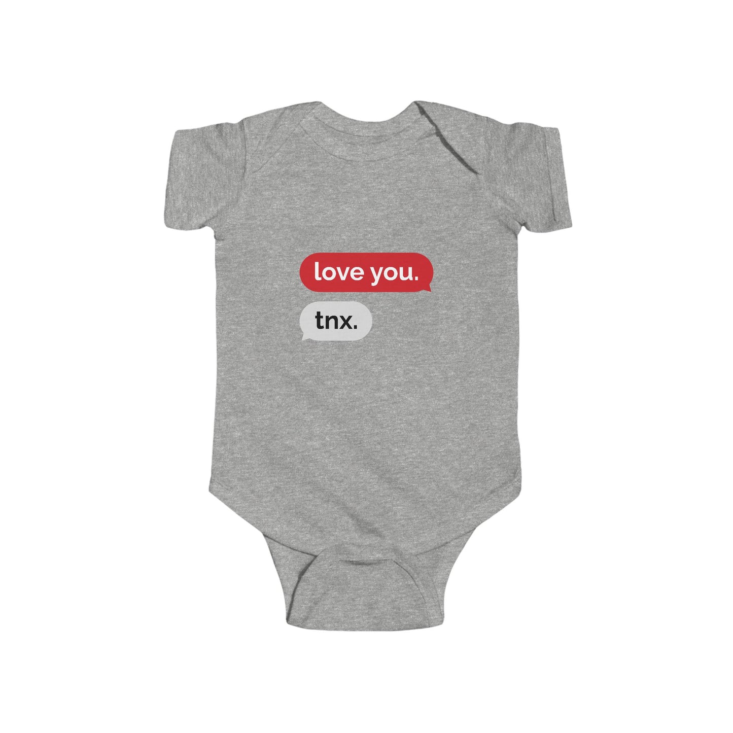 Cute 'Love You. Tnx.' Infant Bodysuit – Adorable Baby Outfit for New Parents