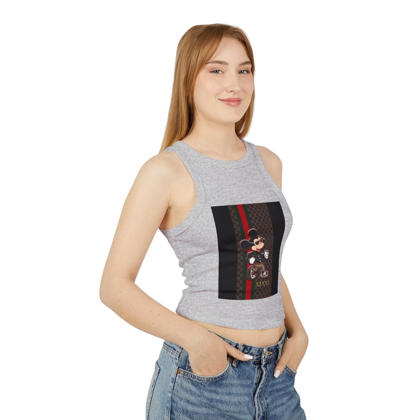 Trendy Women’s Micro Rib Racer Tank Top with Stylish Mickey Design