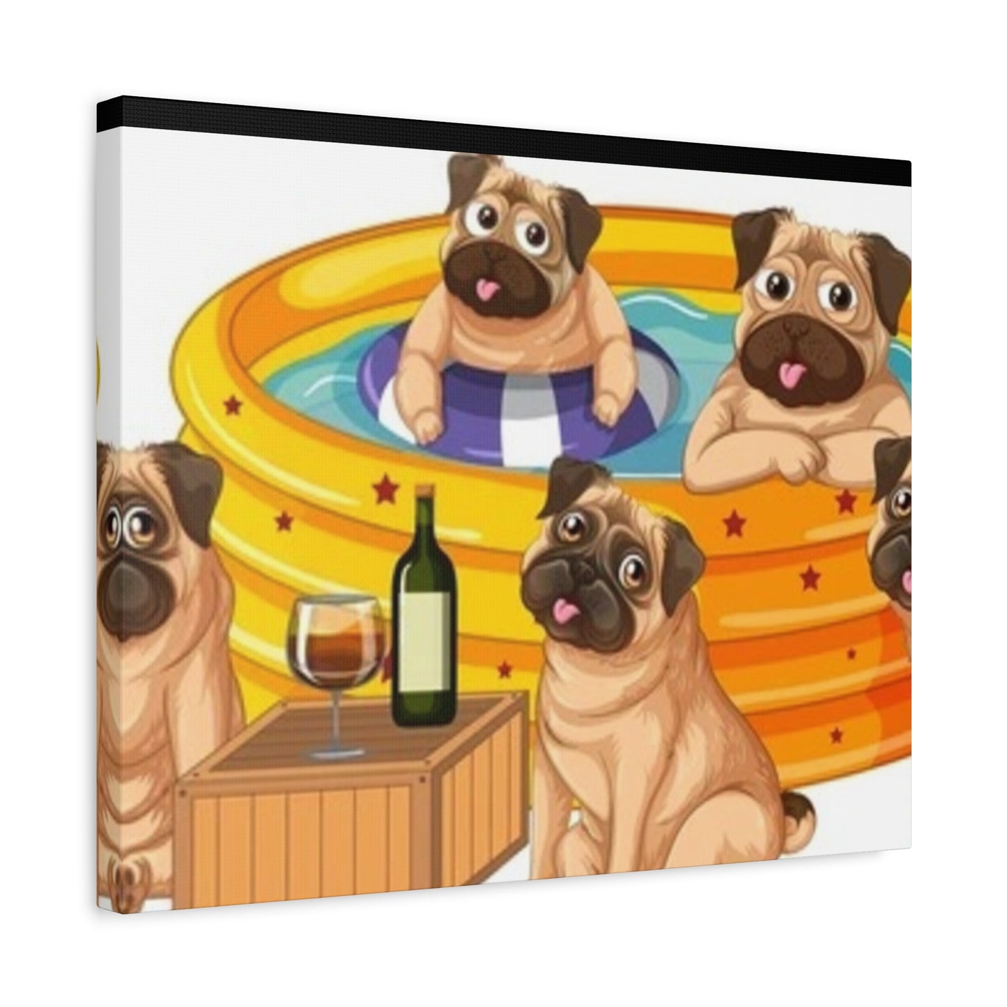 Pug Pool Party Canvas Art - Fun Pet Decor