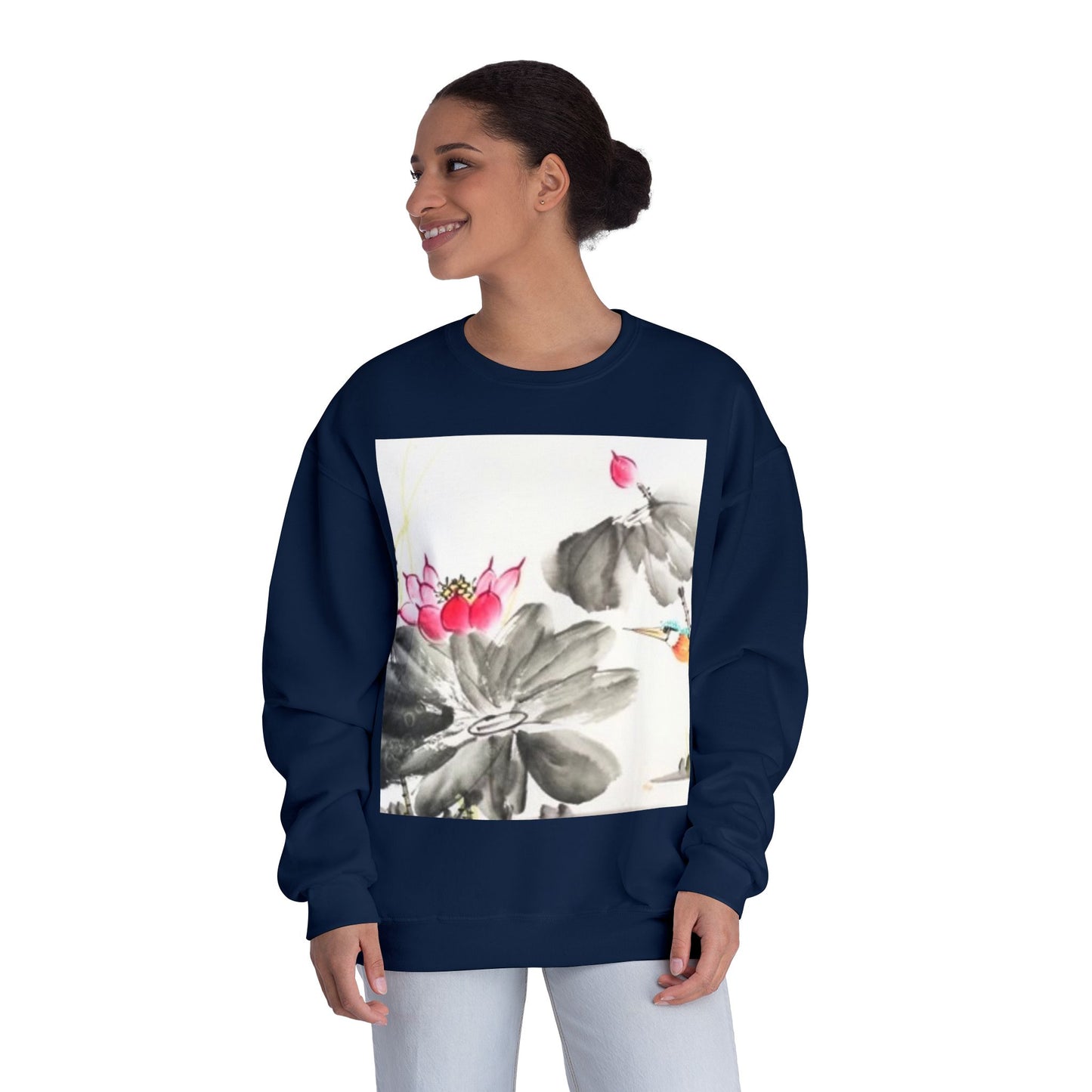 Lotus Blossom Unisex Crewneck Sweatshirt - Cozy Botanical Art Design