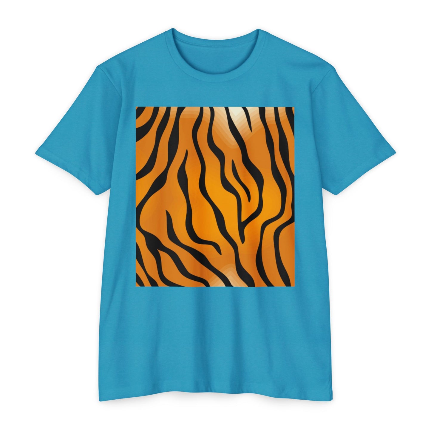 Unisex Tiger Stripe CVC Jersey T-Shirt - Bold Wild Pattern for Casual Wear