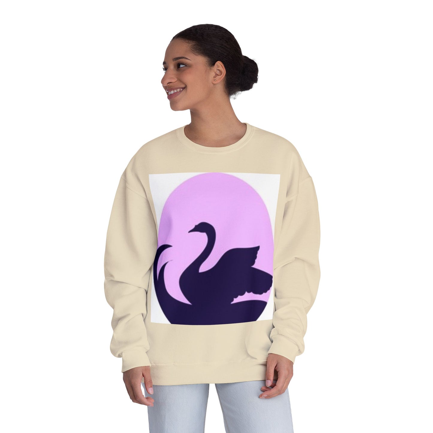 Elegant Swan Silhouette Unisex Crewneck Sweatshirt - Cozy Spring Fashion