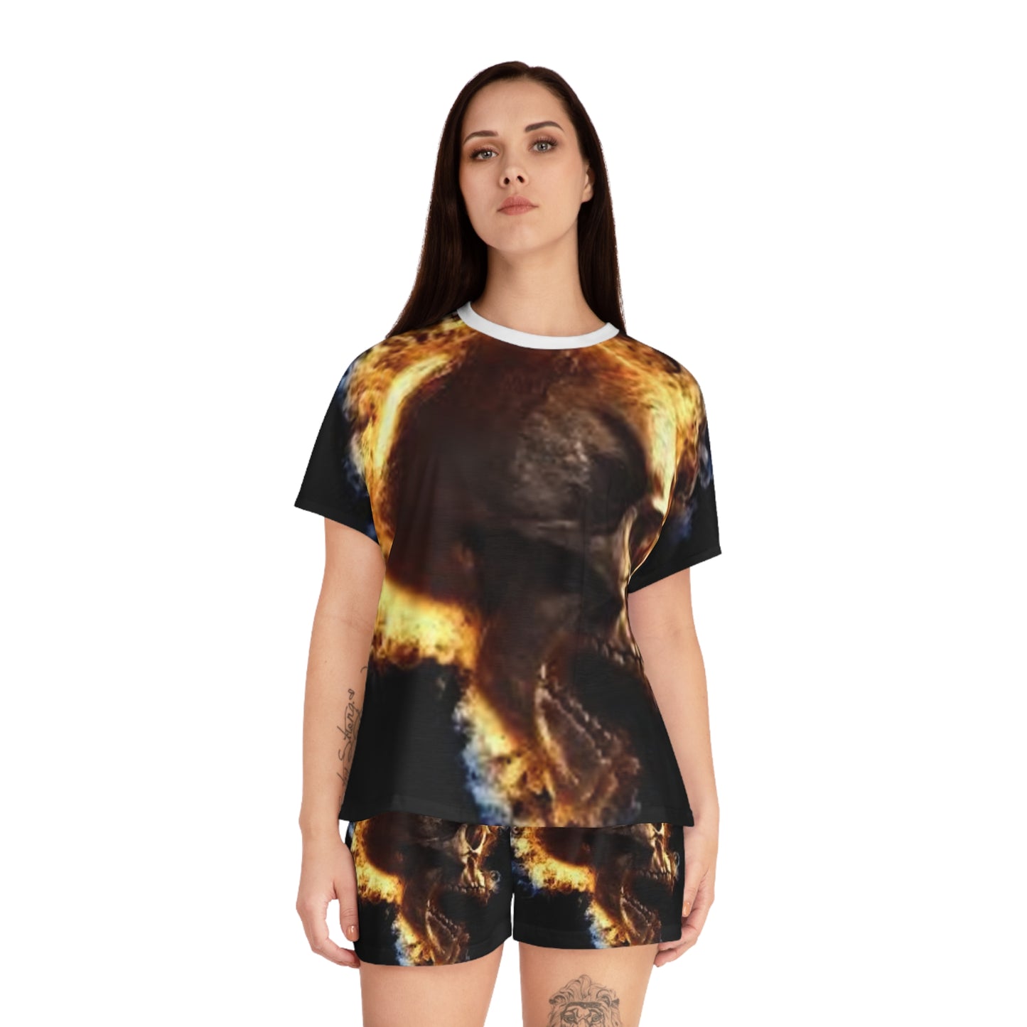 Women's Skull Fire Short Pajama Set - Comfortable Sleepwear
