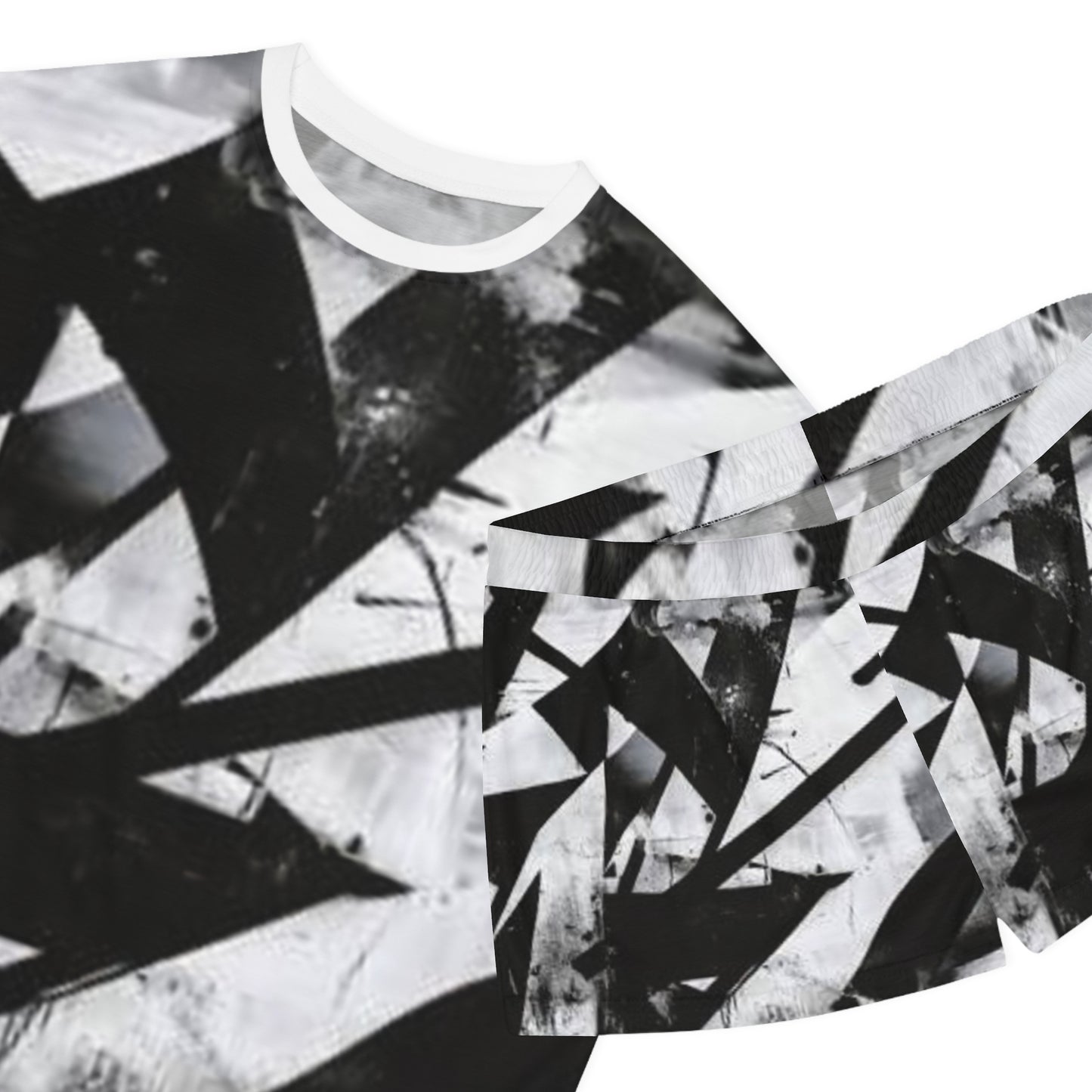 Chic Abstract Women's Pajama Set - Modern Black & White Style