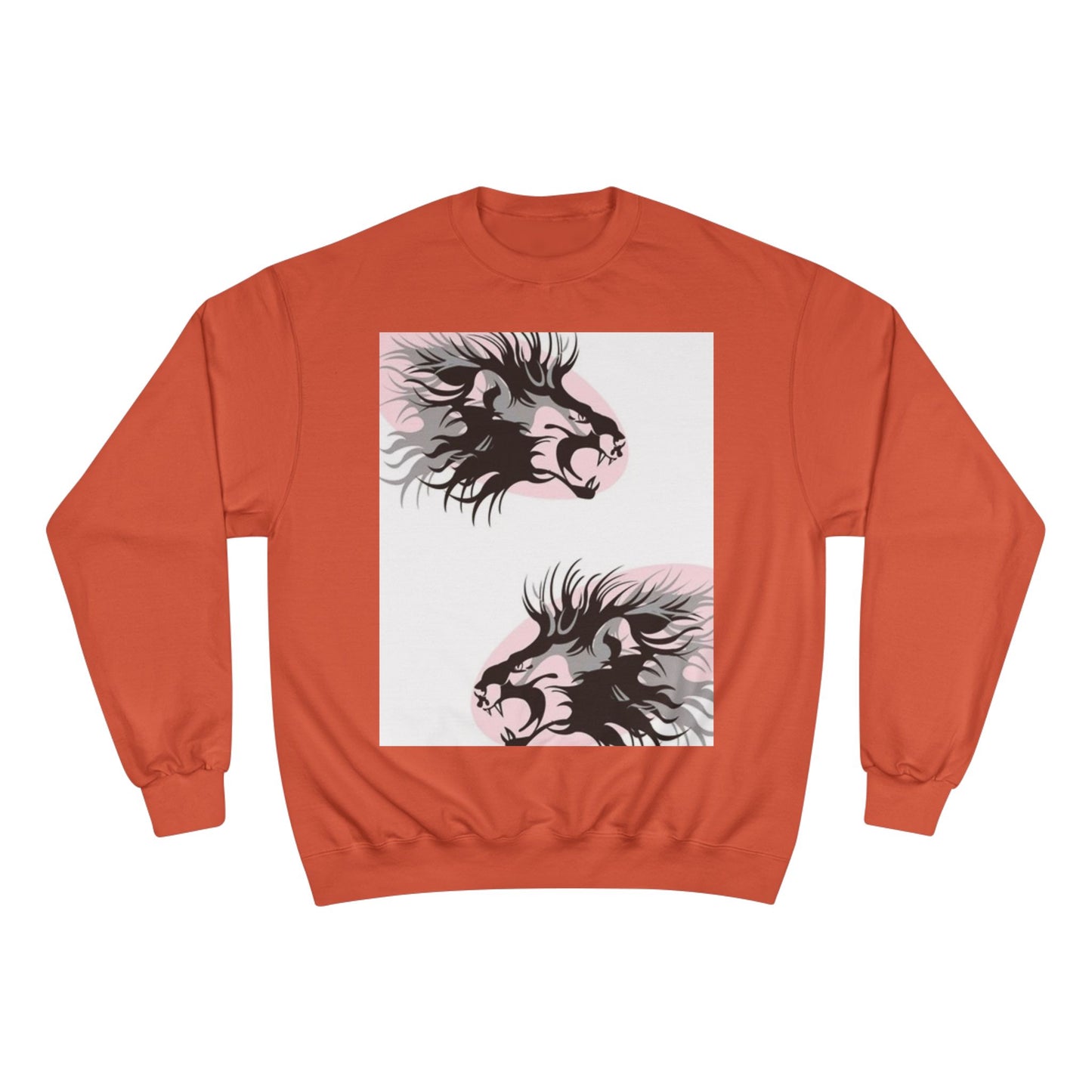 Fierce Lion Champion Sweatshirt - Bold Graphic, Unisex Casualwear