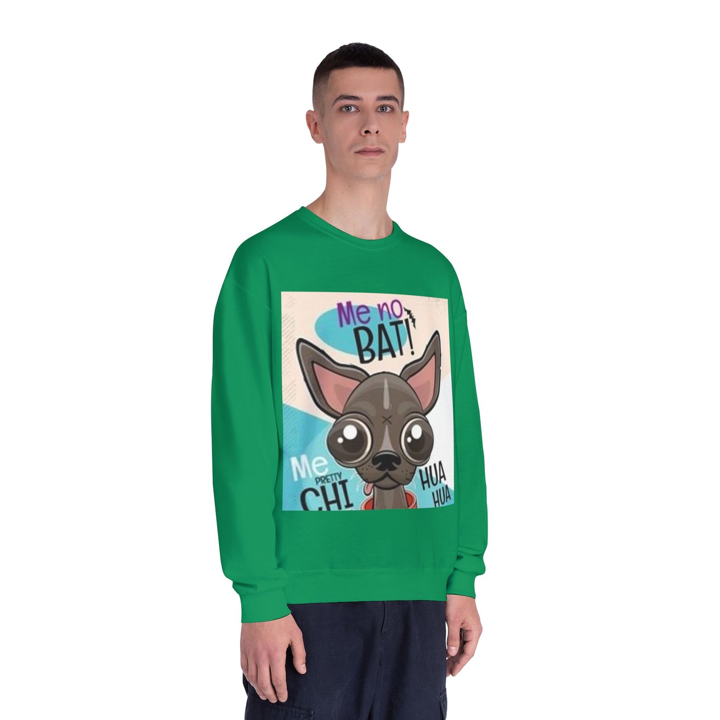 Funny Dog Lover Sweatshirt – "Me no BAT!" Unisex Crewneck