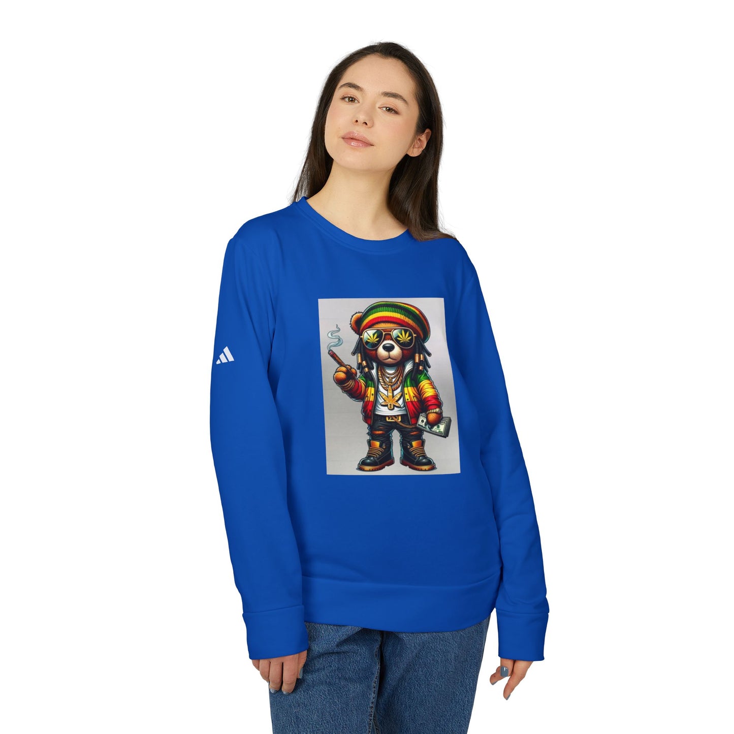 Rasta Bear Fleece Crewneck Sweatshirt - Unisex Chill Vibe